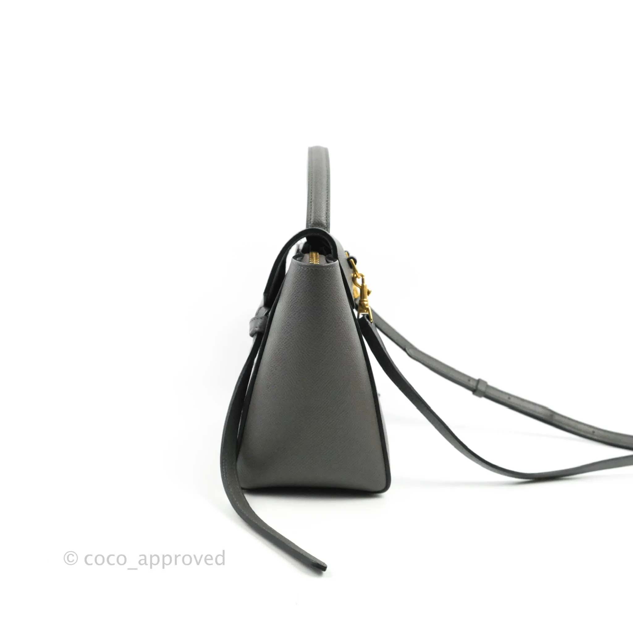 Celine Nano Belt Bag Grey Grained Calfskin Gold Hardware