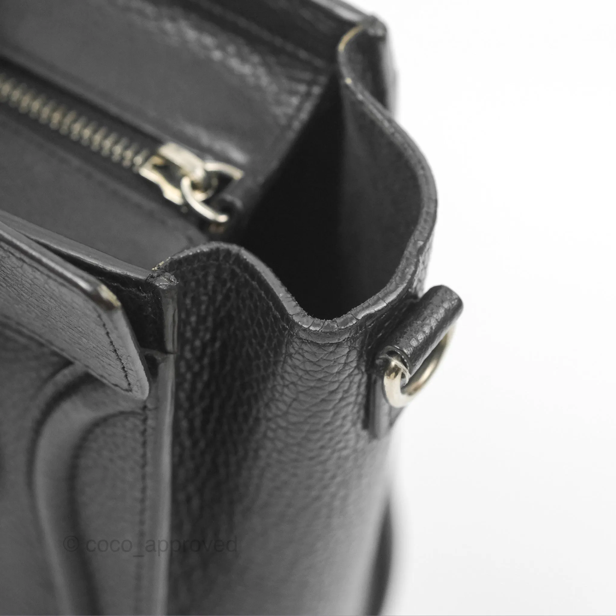 Celine Nano Luggage Bag Black Drummed Calfskin