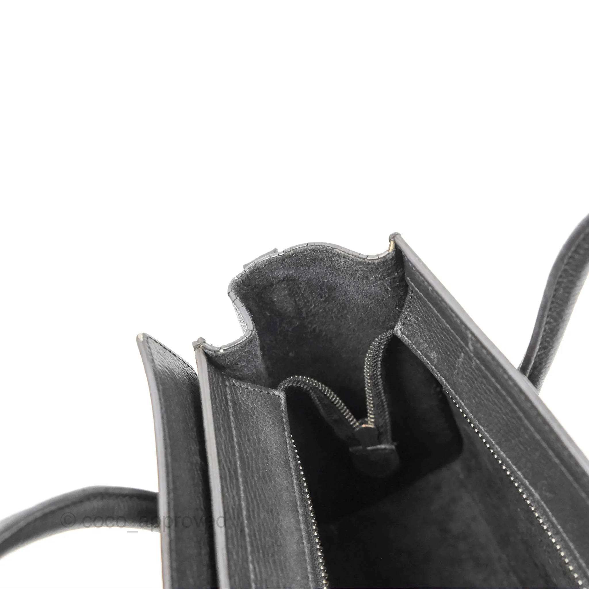Celine Nano Luggage Bag Black Drummed Calfskin