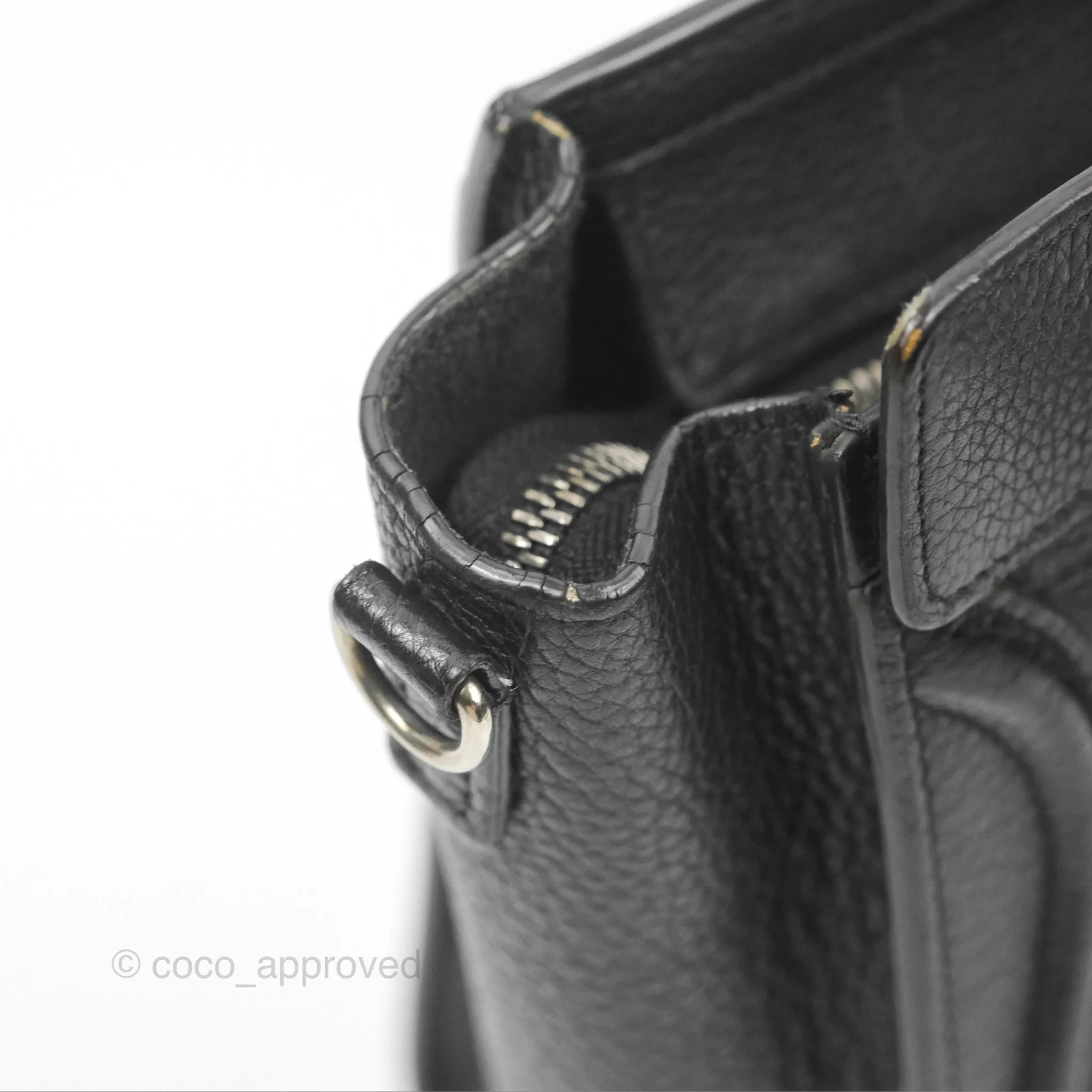 Celine Nano Luggage Bag Black Drummed Calfskin