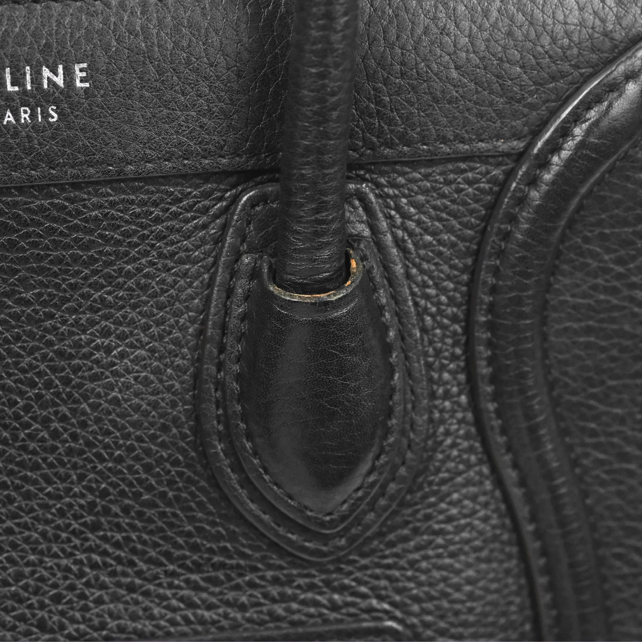 Celine Nano Luggage Bag Black Drummed Calfskin