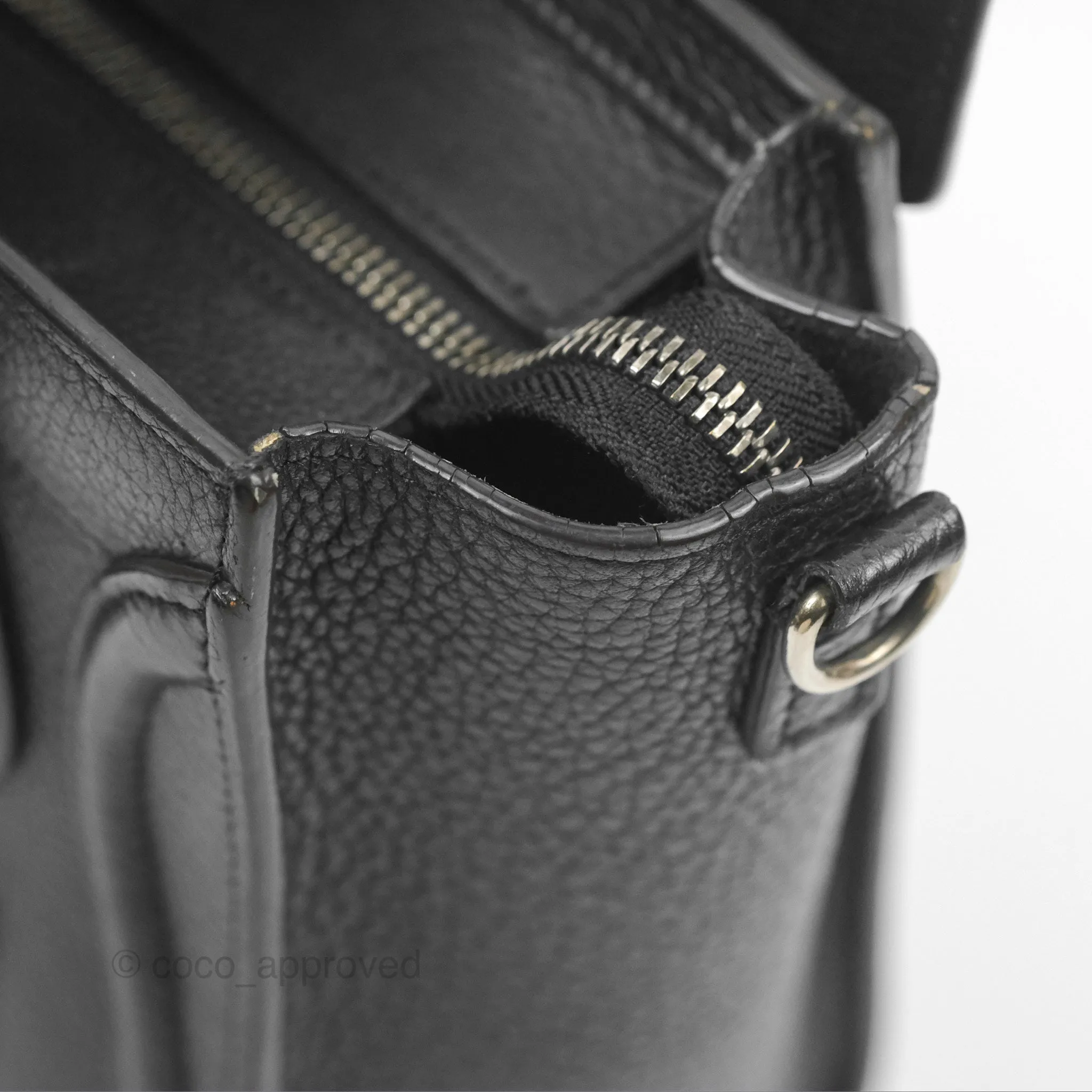 Celine Nano Luggage Bag Black Drummed Calfskin
