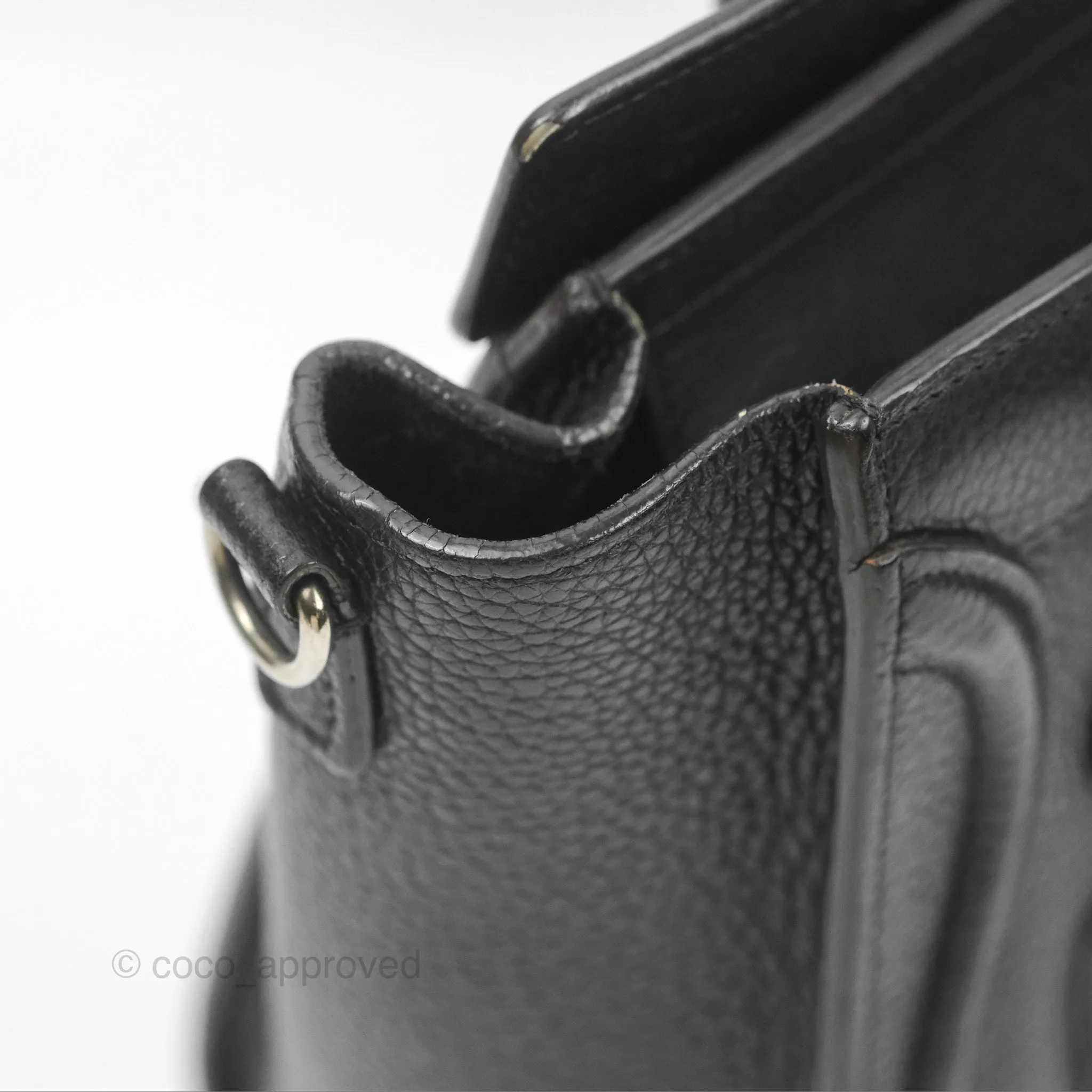 Celine Nano Luggage Bag Black Drummed Calfskin