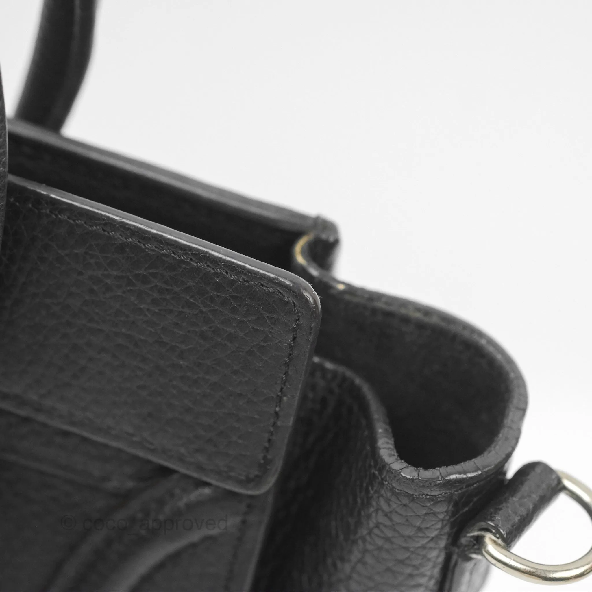 Celine Nano Luggage Bag Black Drummed Calfskin