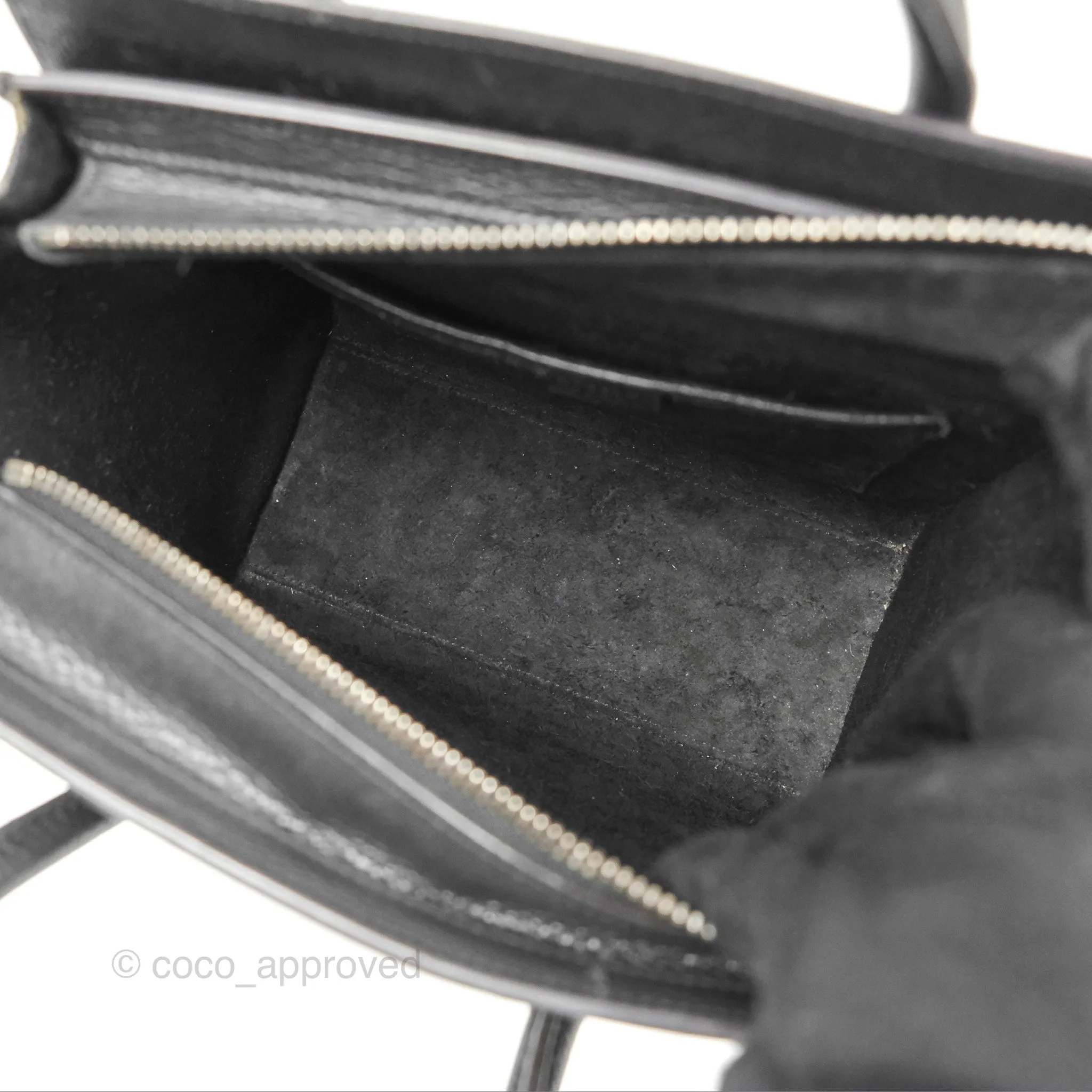 Celine Nano Luggage Bag Black Drummed Calfskin
