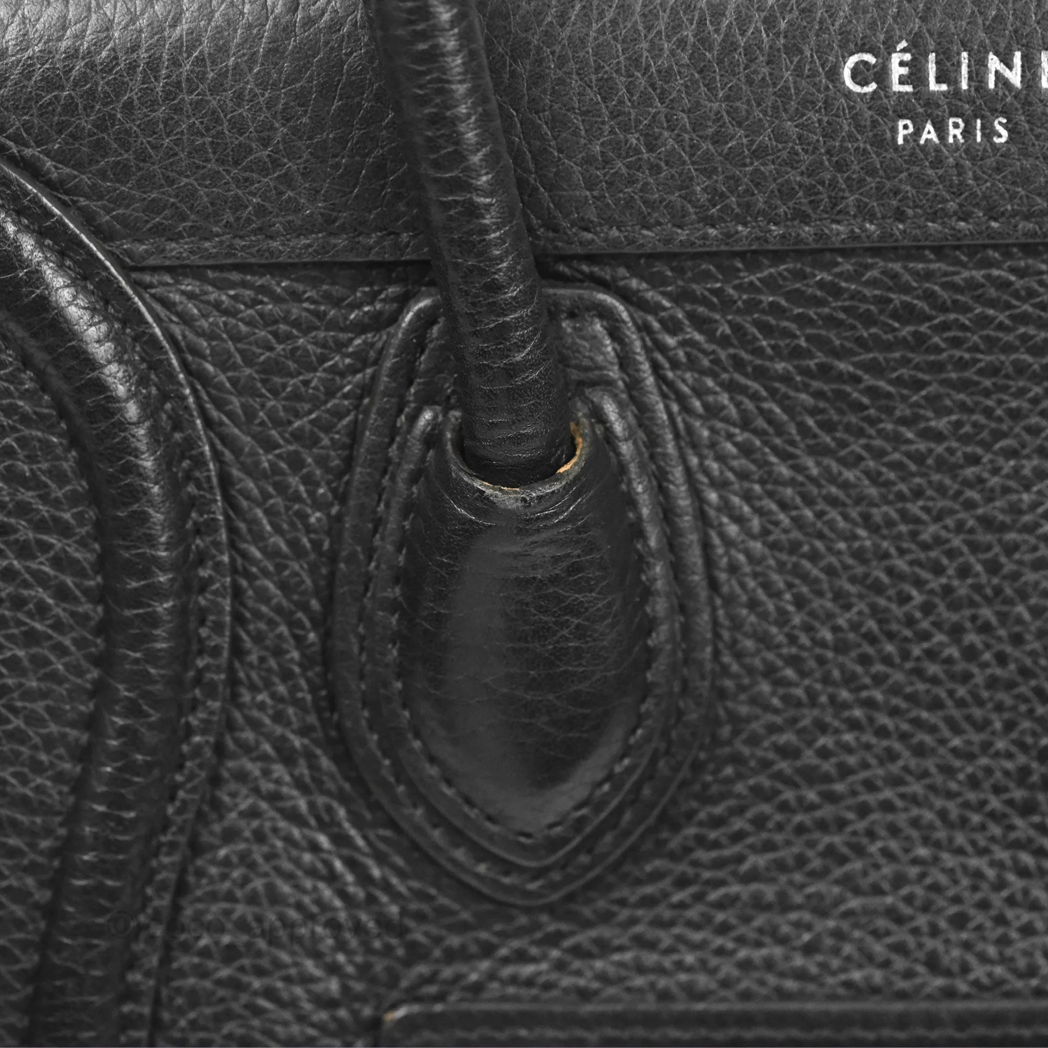 Celine Nano Luggage Bag Black Drummed Calfskin