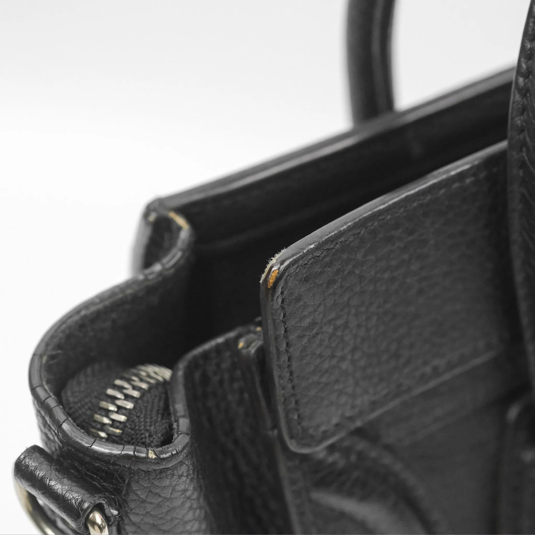 Celine Nano Luggage Bag Black Drummed Calfskin