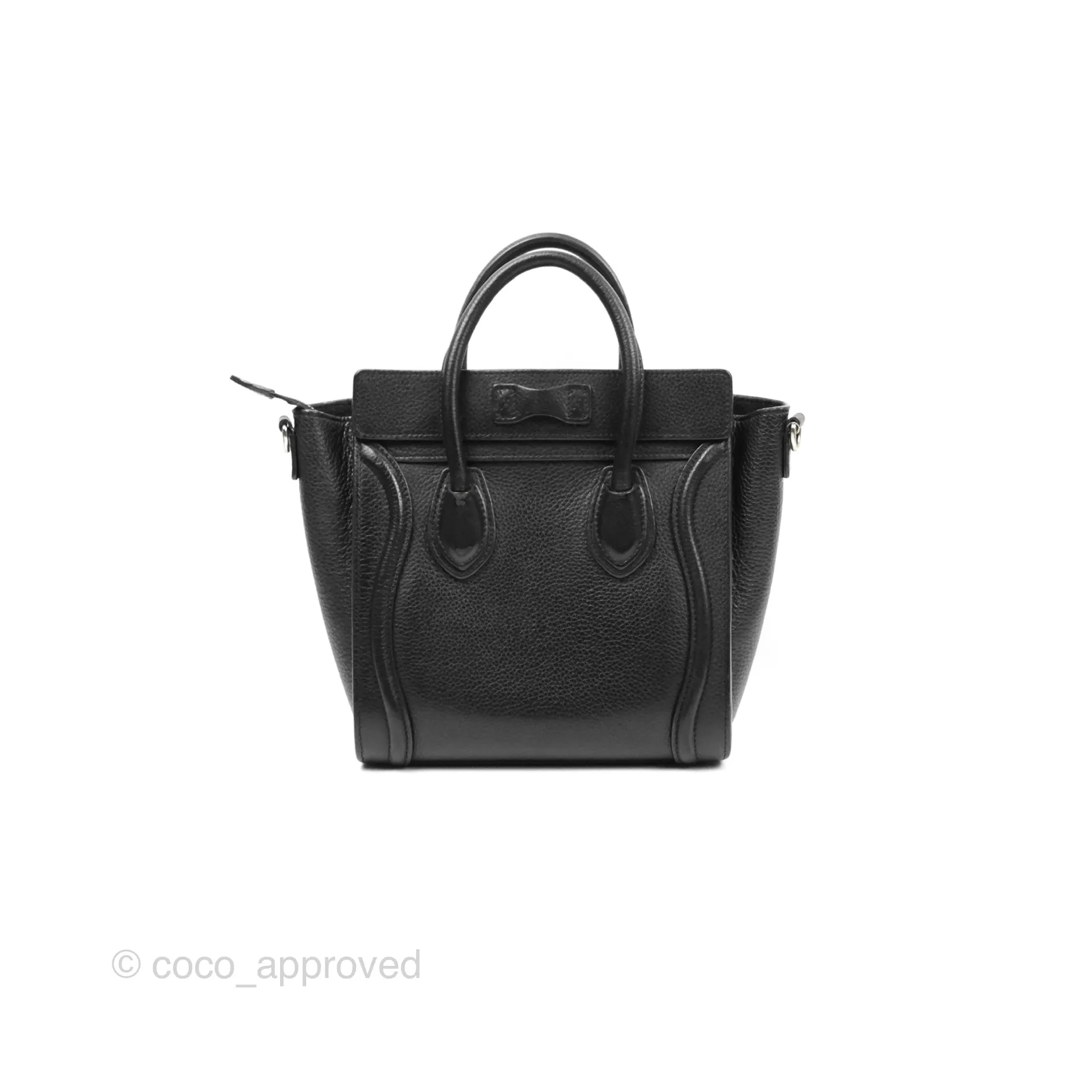 Celine Nano Luggage Bag Black Drummed Calfskin