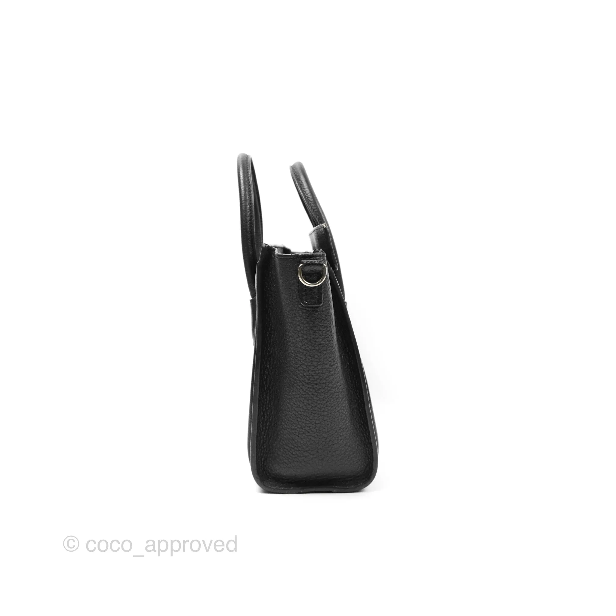 Celine Nano Luggage Bag Black Drummed Calfskin
