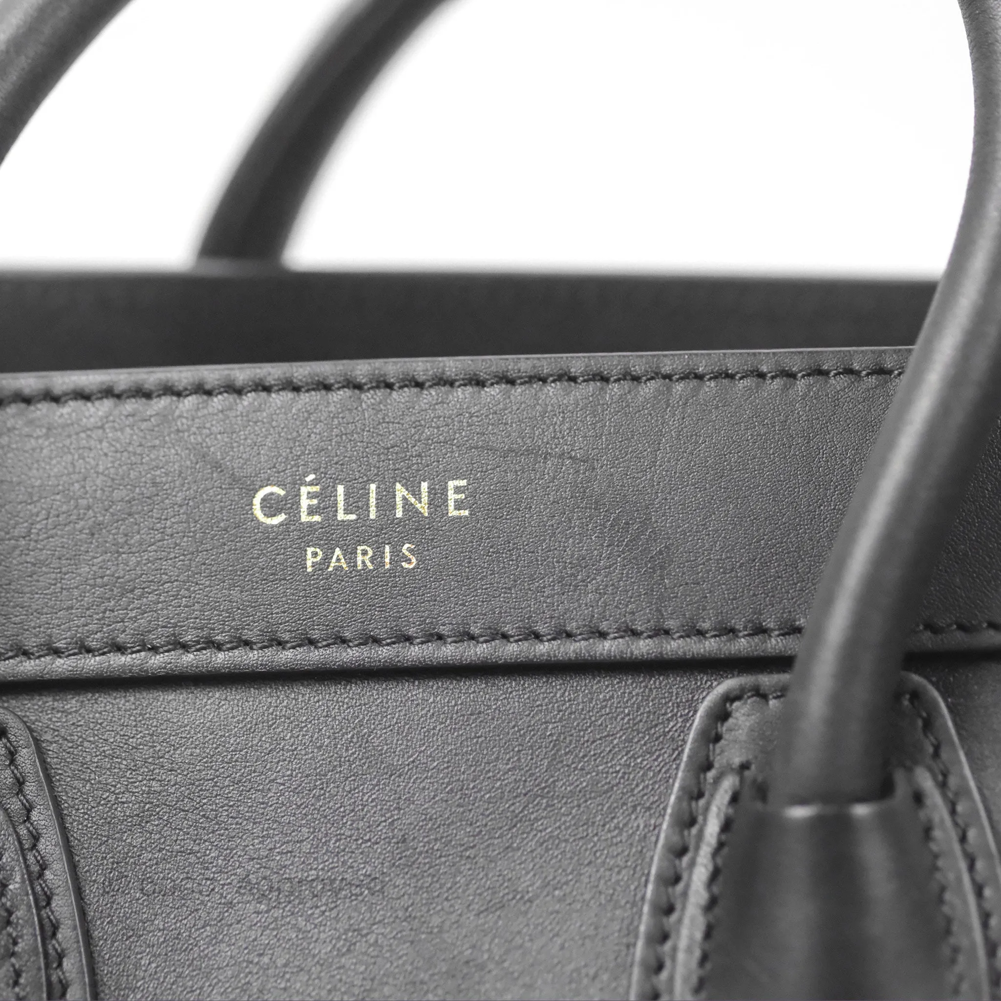Celine Nano Luggage Bag Black Gold Hardware