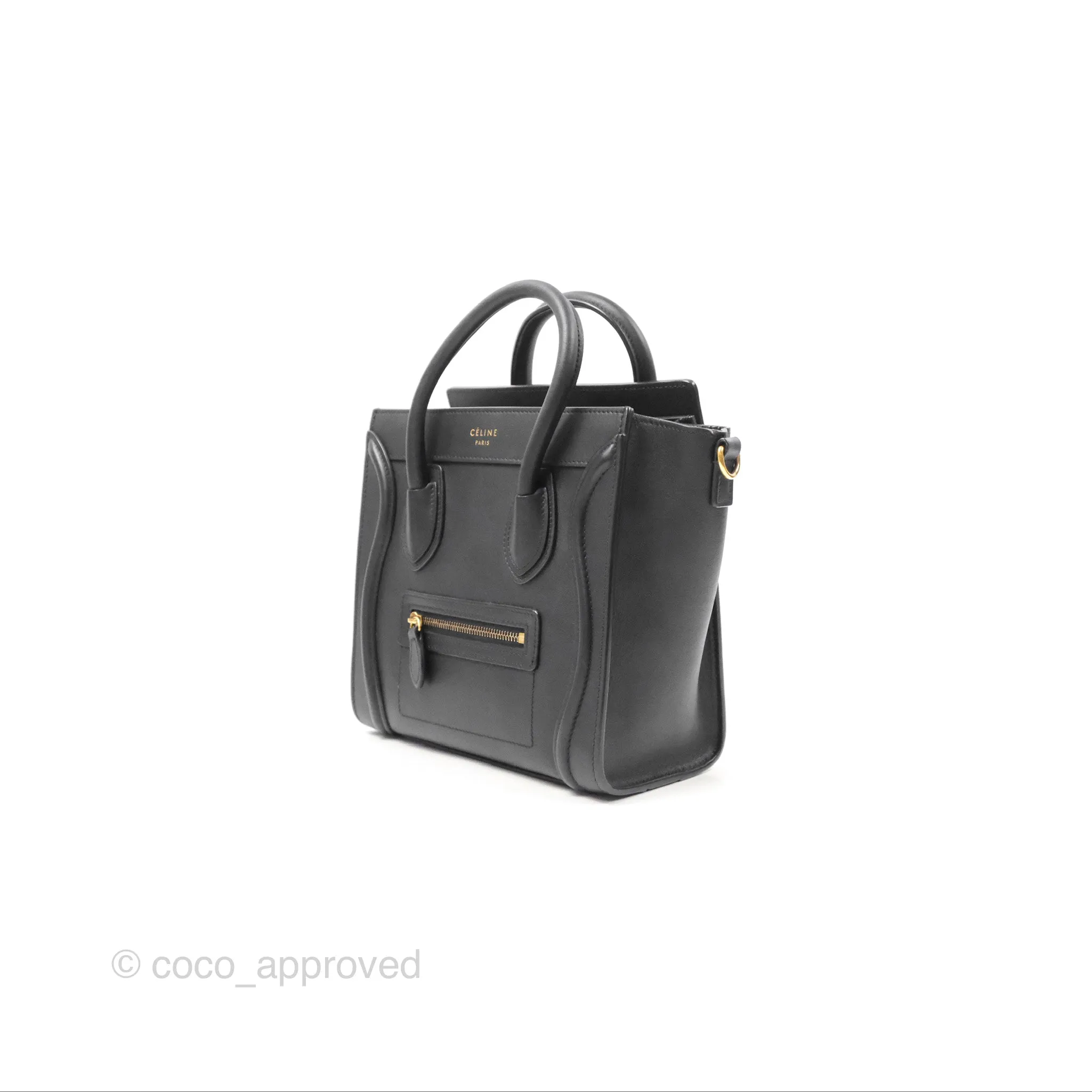 Celine Nano Luggage Bag Black Gold Hardware