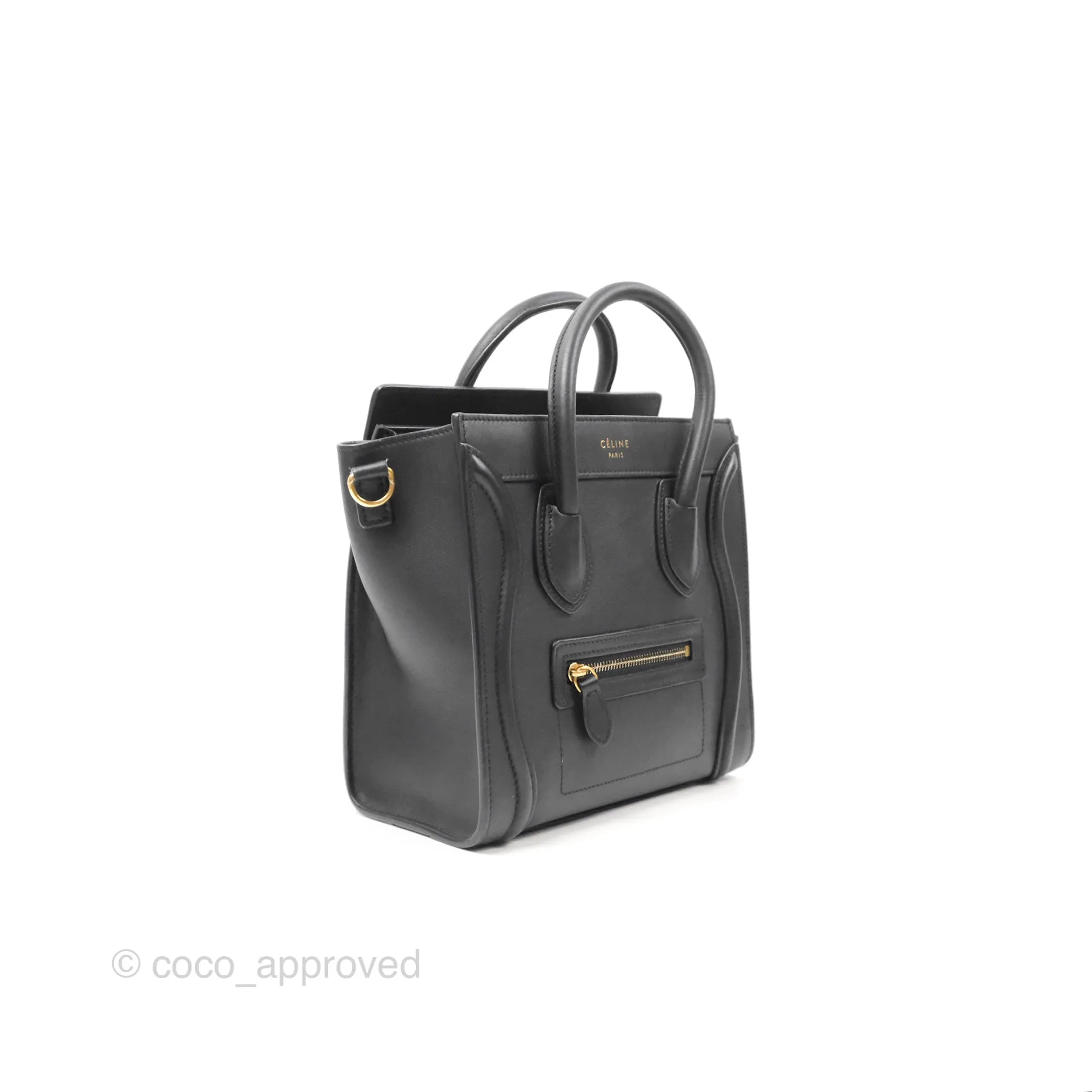 Celine Nano Luggage Bag Black Gold Hardware