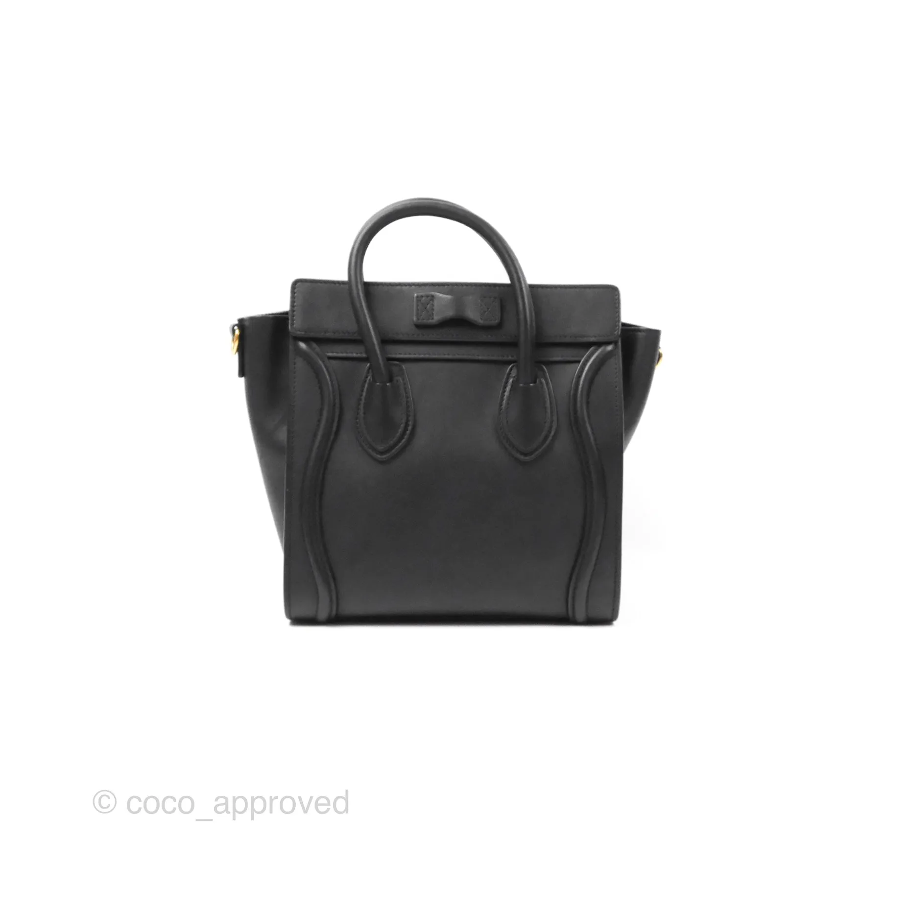 Celine Nano Luggage Bag Black Gold Hardware