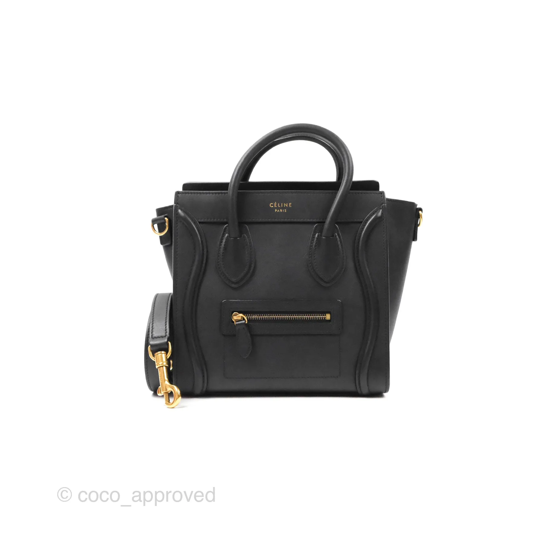 Celine Nano Luggage Bag Black Gold Hardware