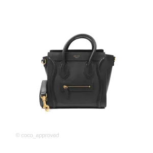 Celine Nano Luggage Bag Black Gold Hardware