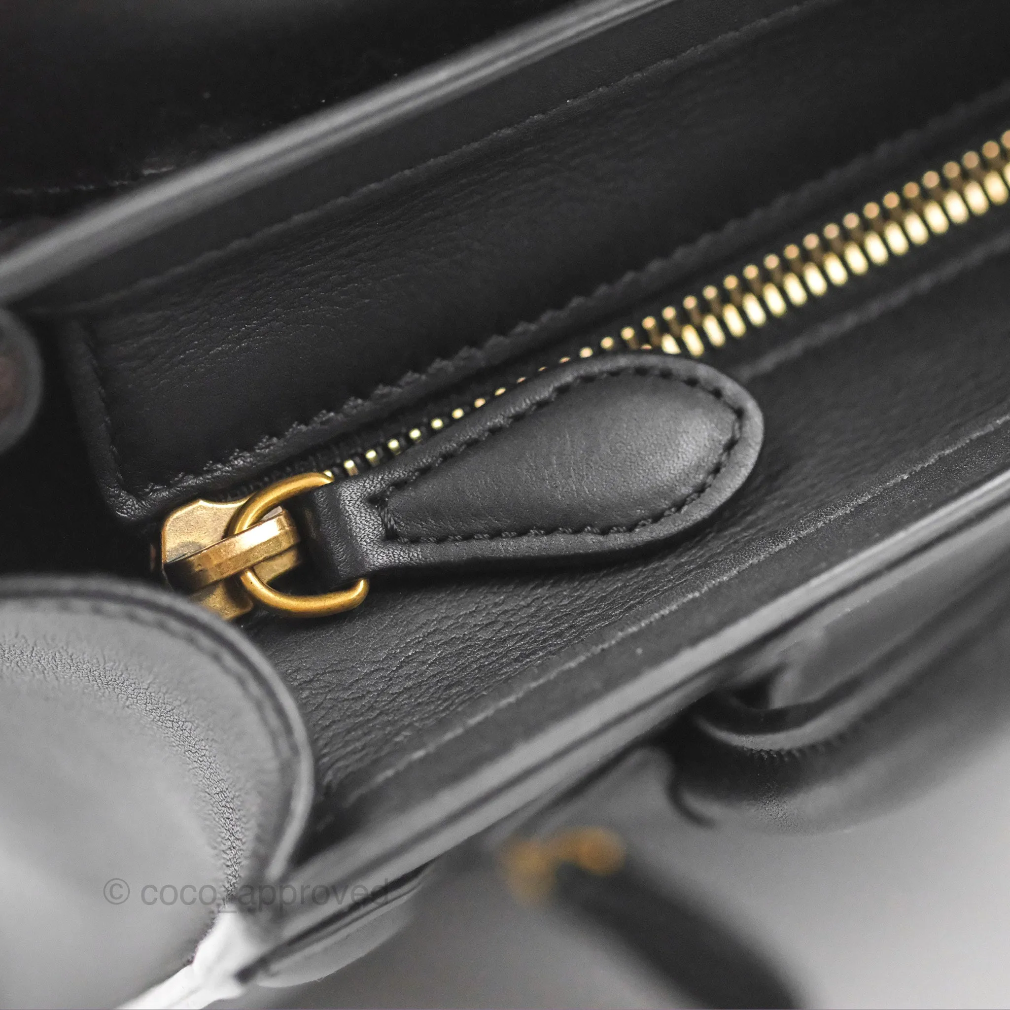 Celine Nano Luggage Bag Black Gold Hardware
