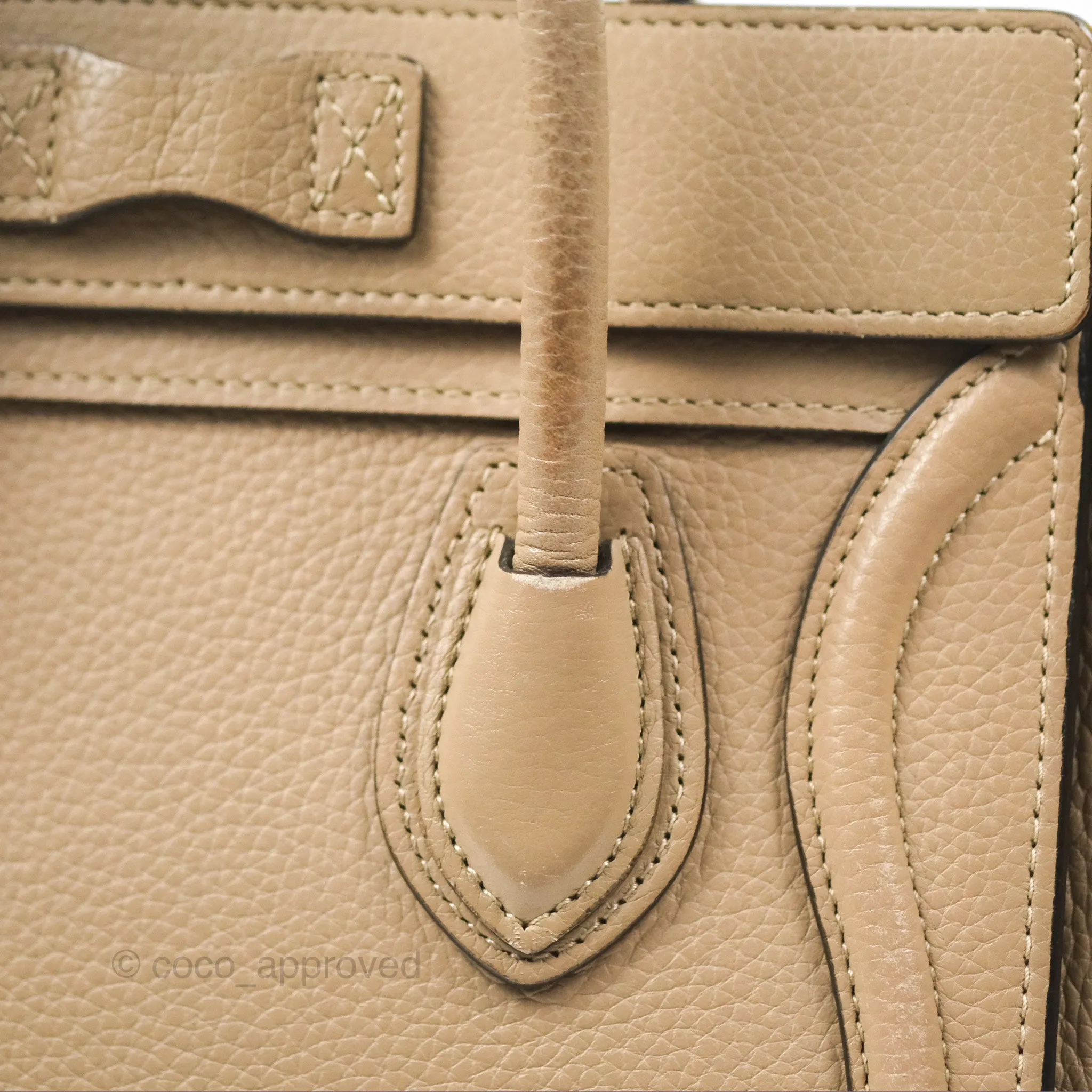 Celine Nano Luggage Bag Dune Drummed Calfskin