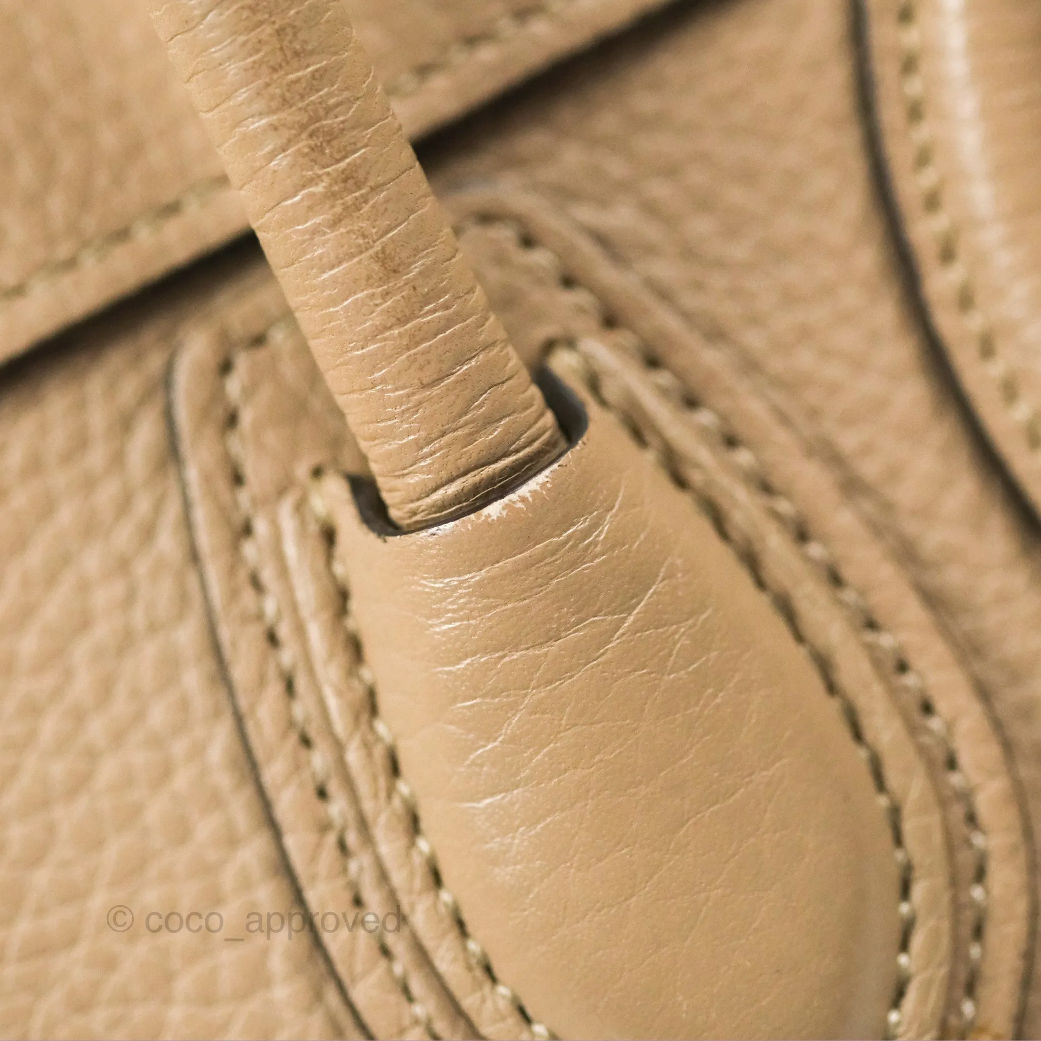 Celine Nano Luggage Bag Dune Drummed Calfskin