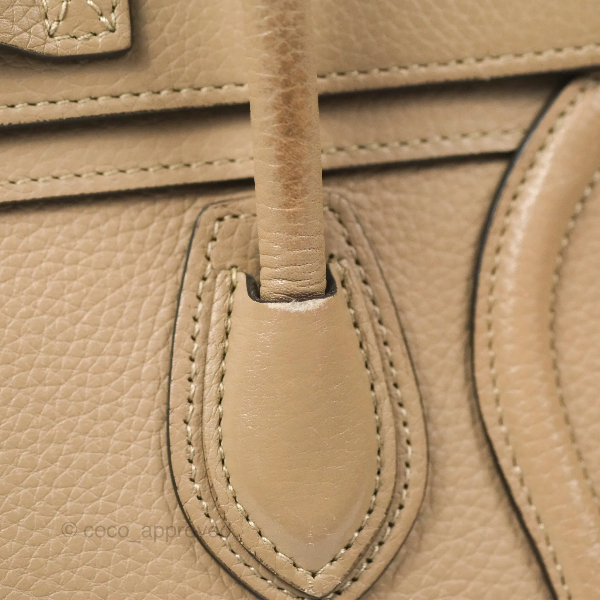 Celine Nano Luggage Bag Dune Drummed Calfskin