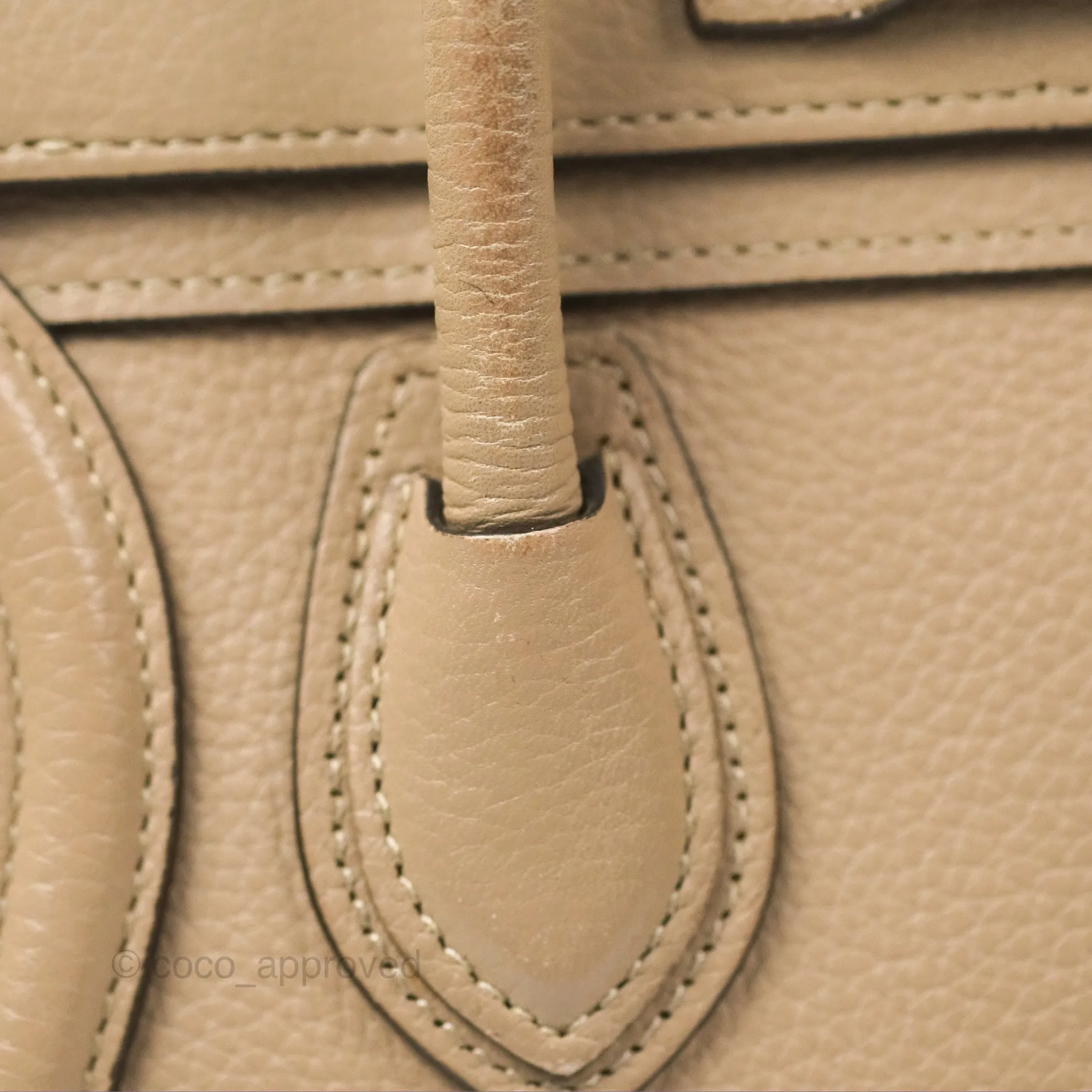 Celine Nano Luggage Bag Dune Drummed Calfskin