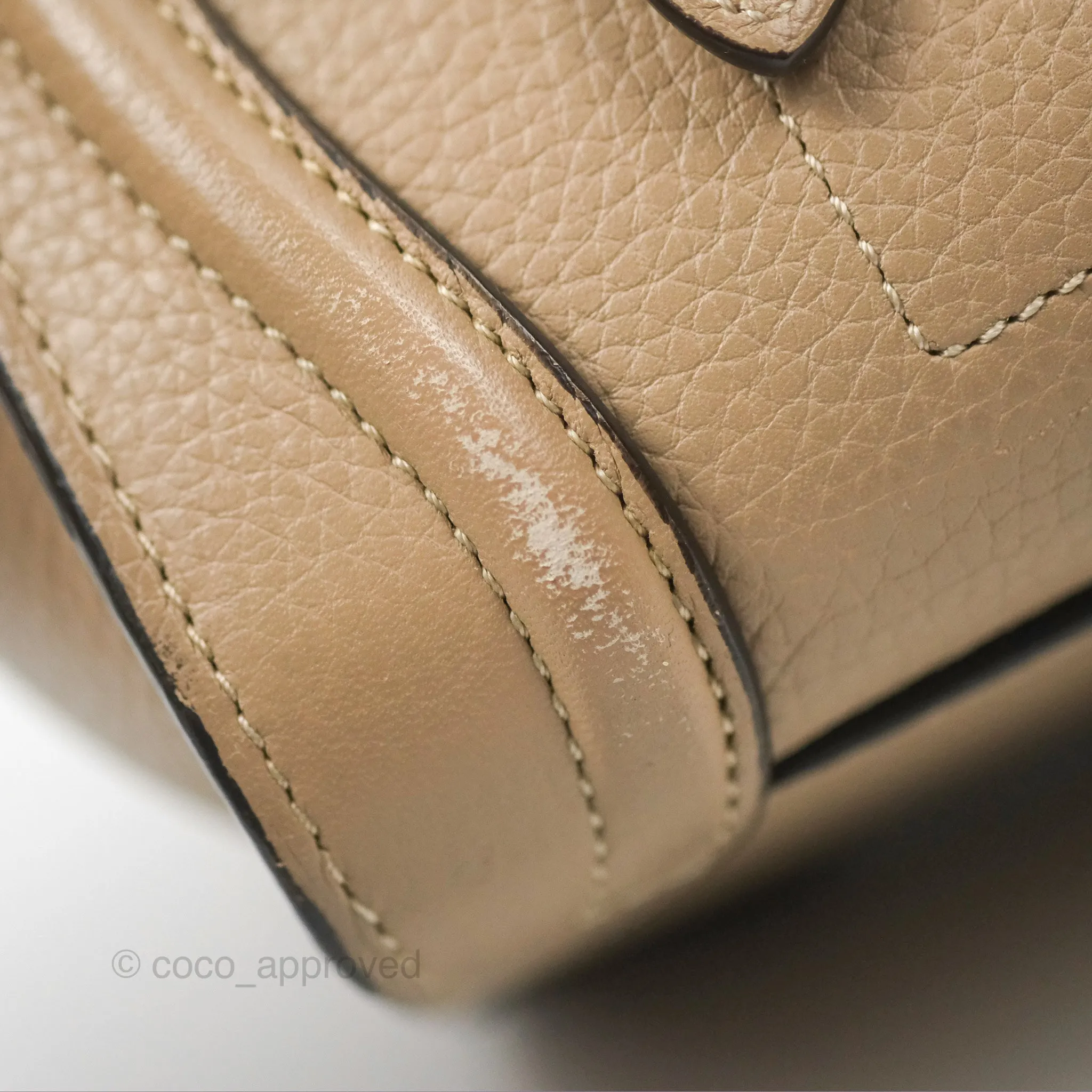 Celine Nano Luggage Bag Dune Drummed Calfskin