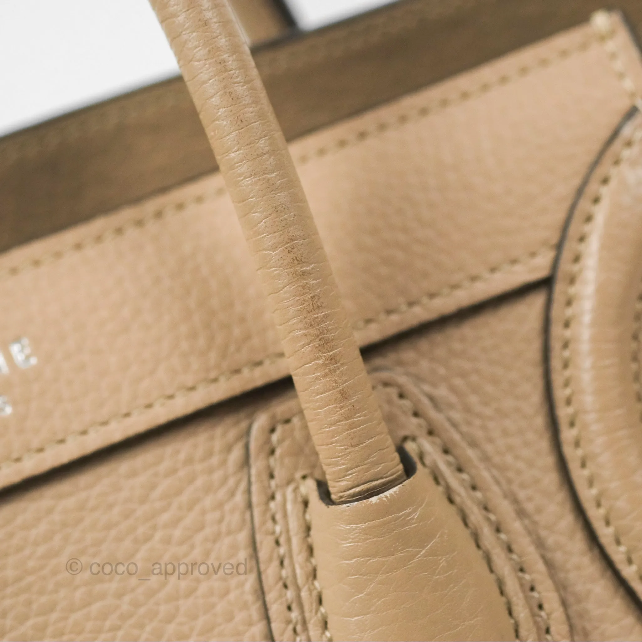 Celine Nano Luggage Bag Dune Drummed Calfskin