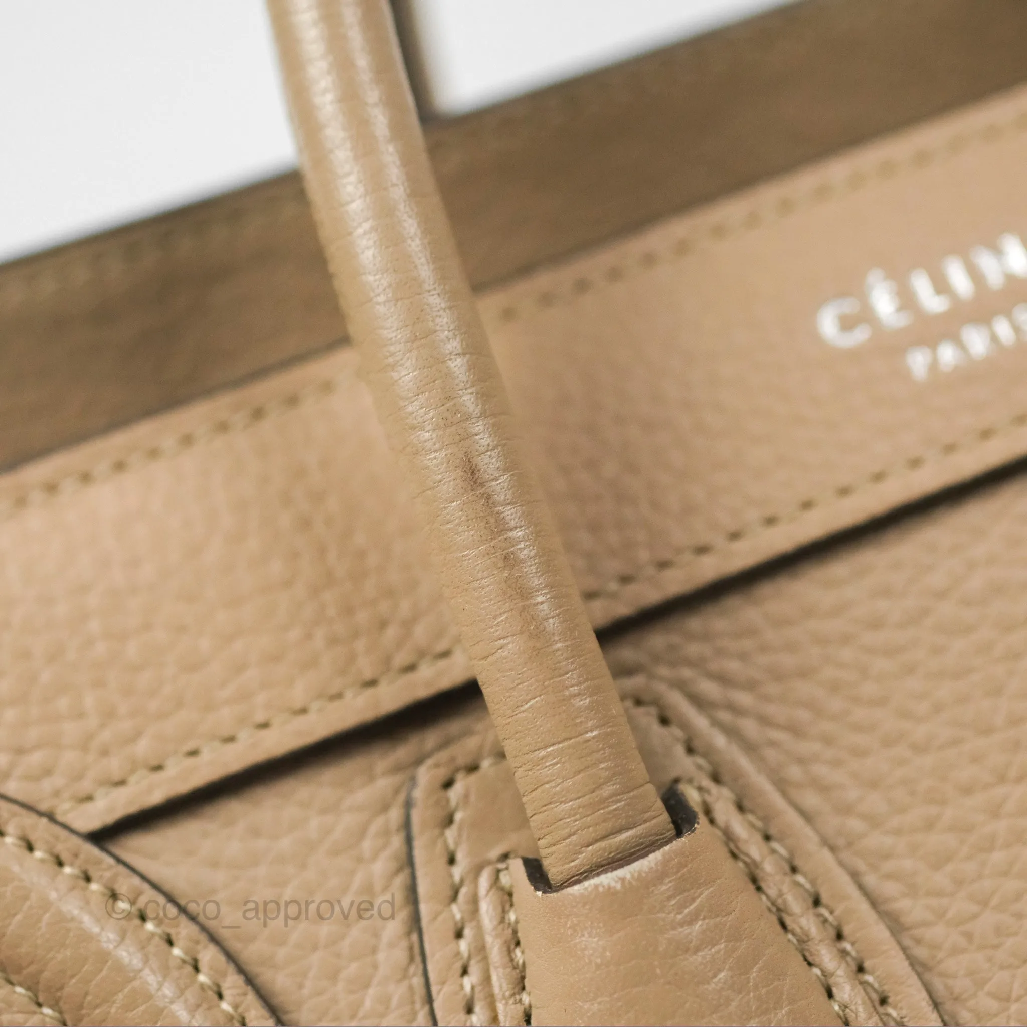 Celine Nano Luggage Bag Dune Drummed Calfskin