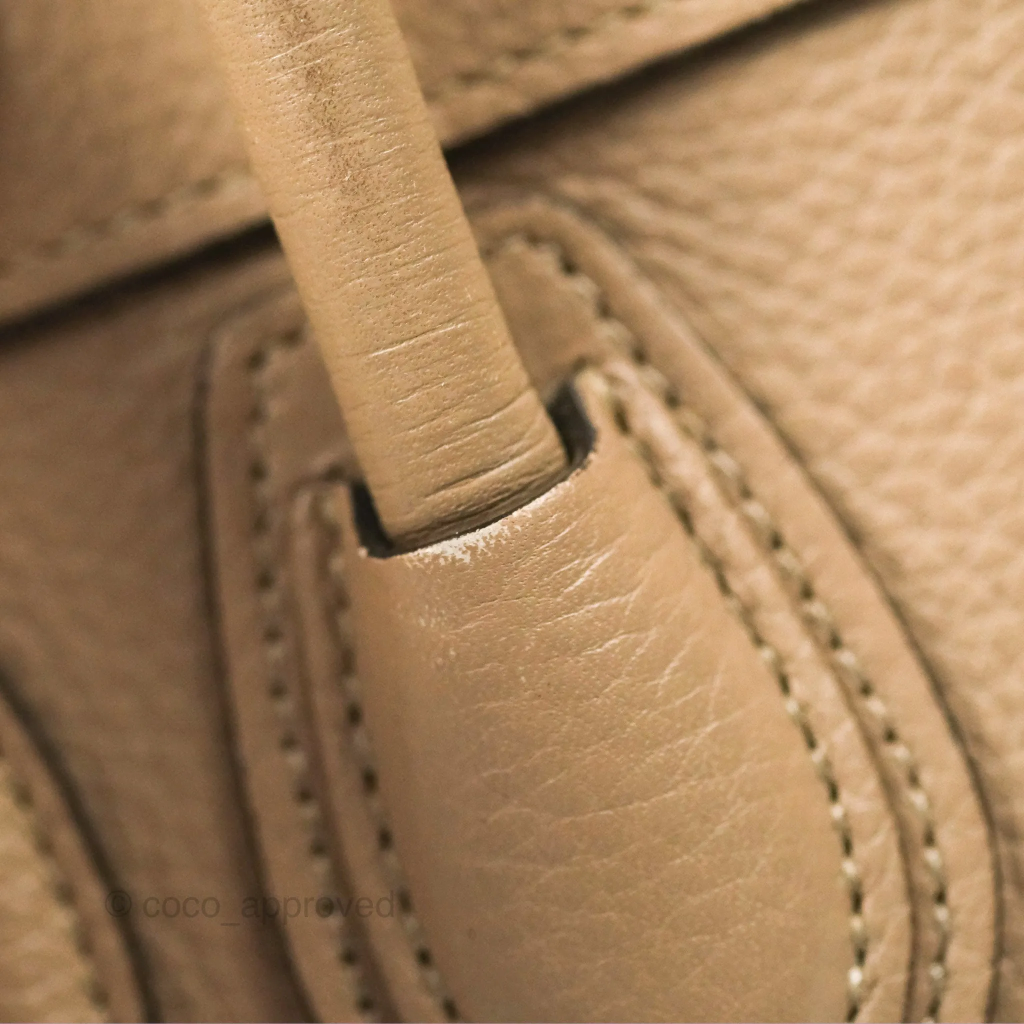 Celine Nano Luggage Bag Dune Drummed Calfskin