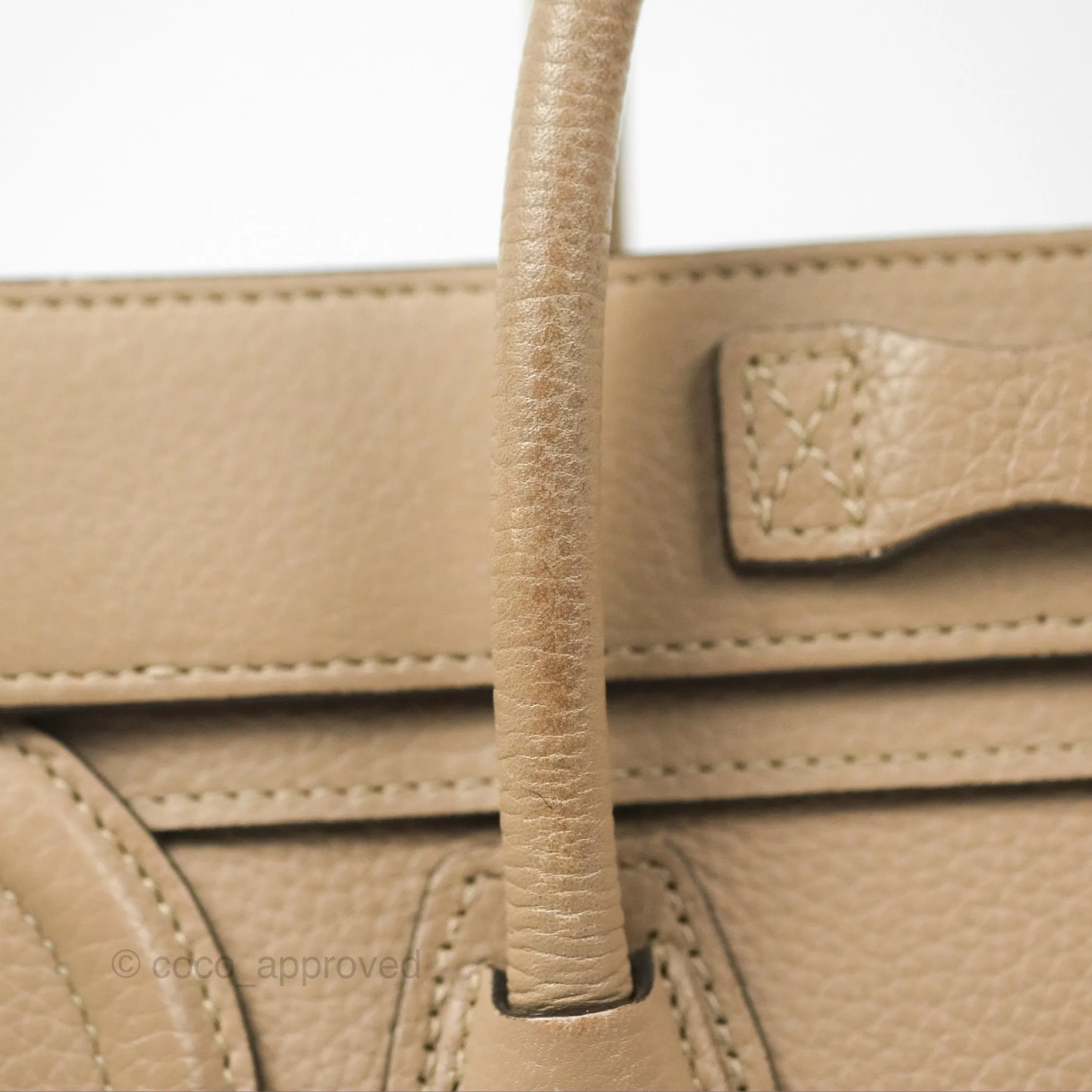 Celine Nano Luggage Bag Dune Drummed Calfskin