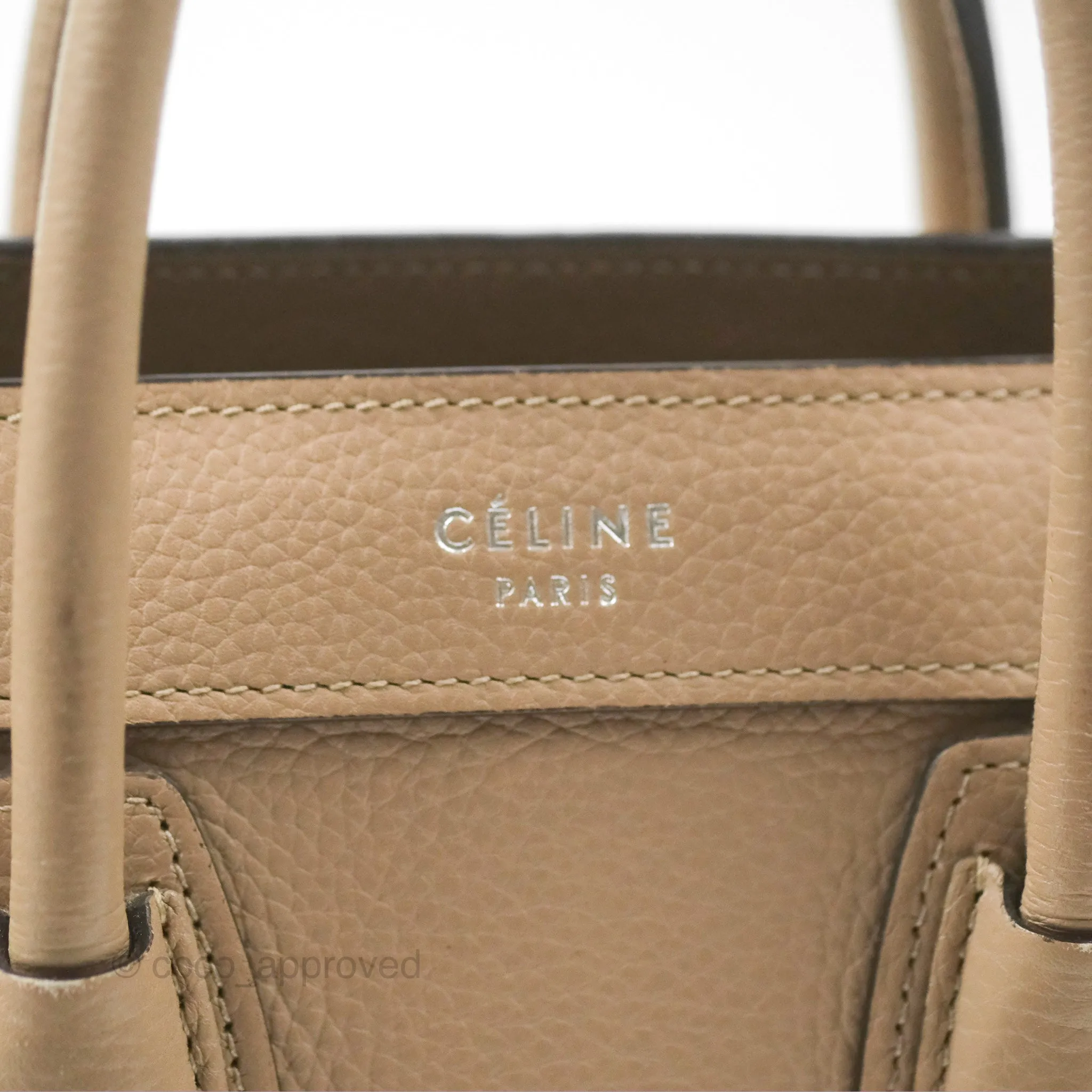Celine Nano Luggage Bag Dune Drummed Calfskin