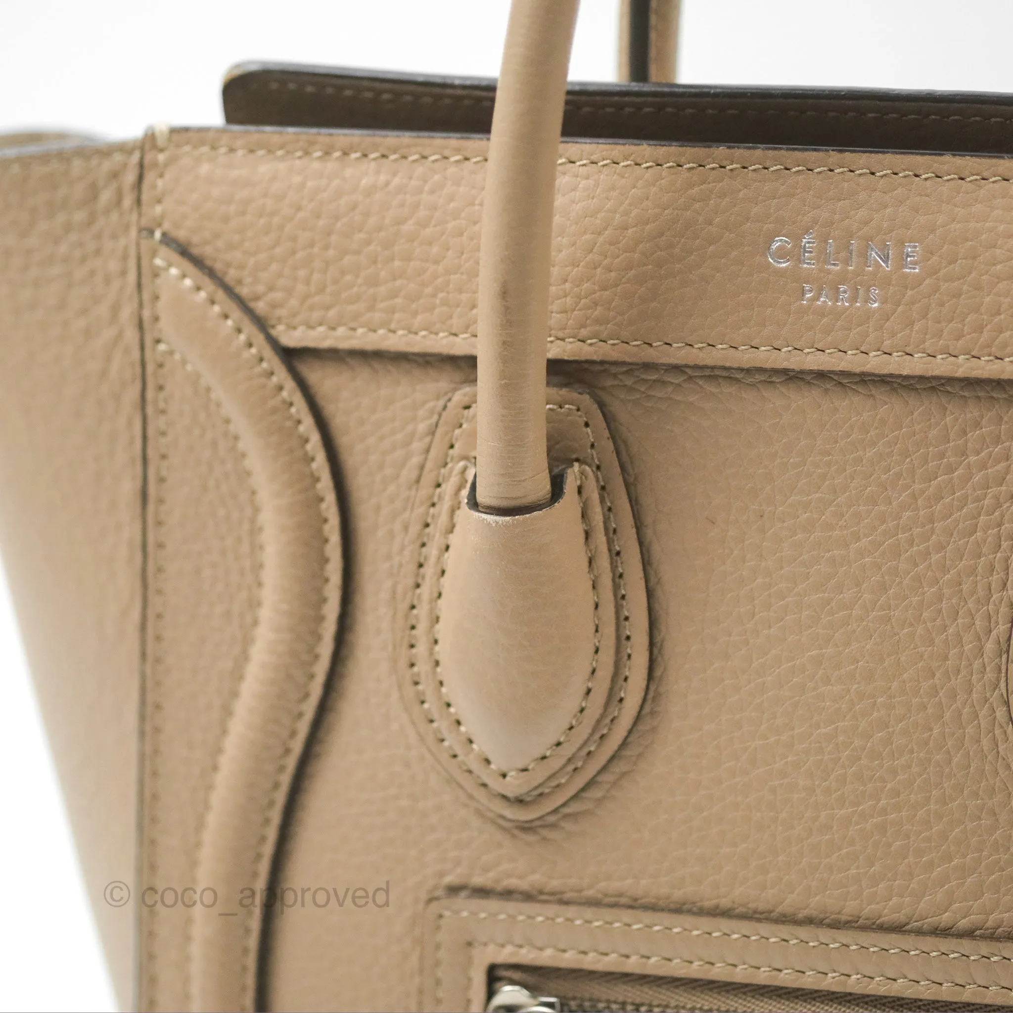 Celine Nano Luggage Bag Dune Drummed Calfskin