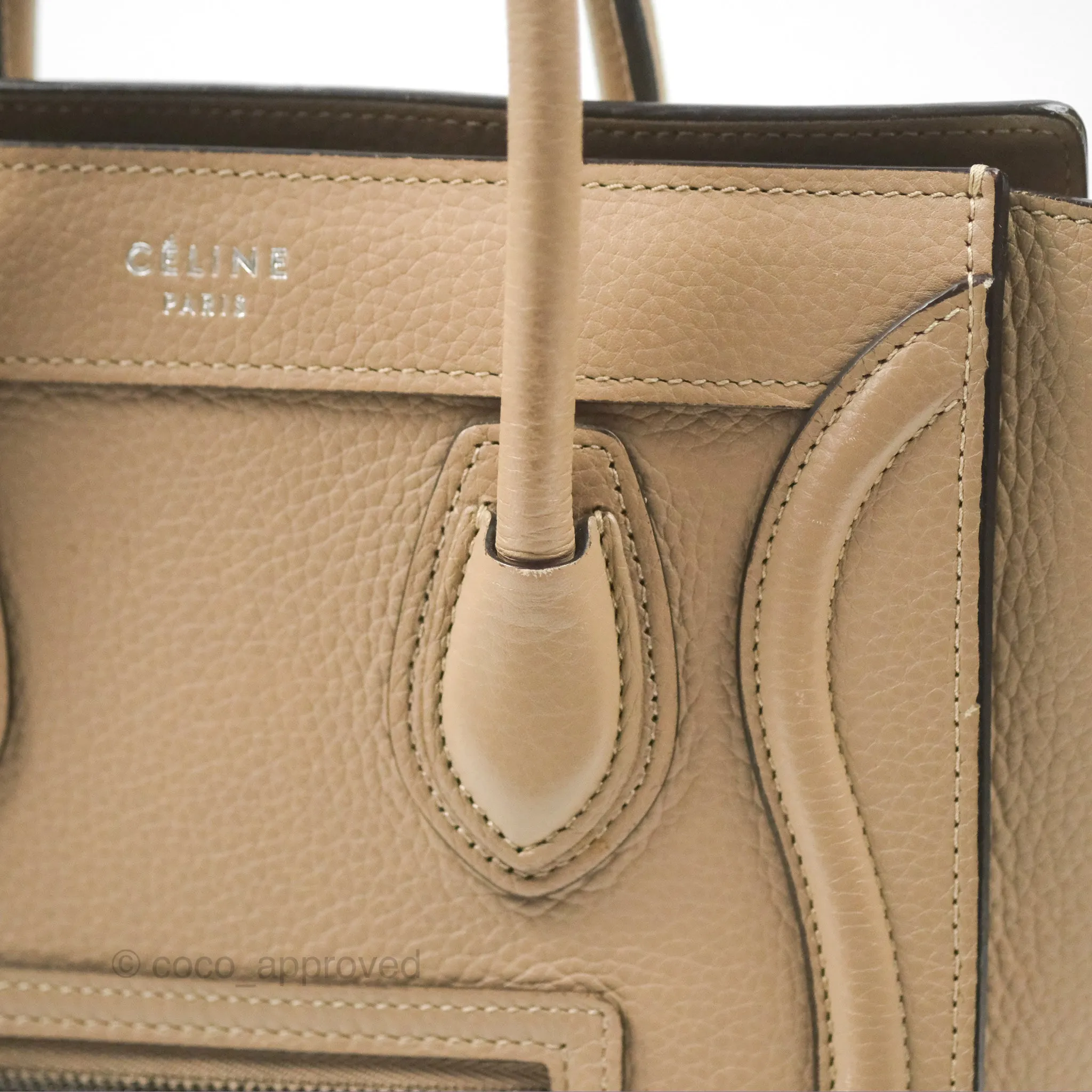 Celine Nano Luggage Bag Dune Drummed Calfskin