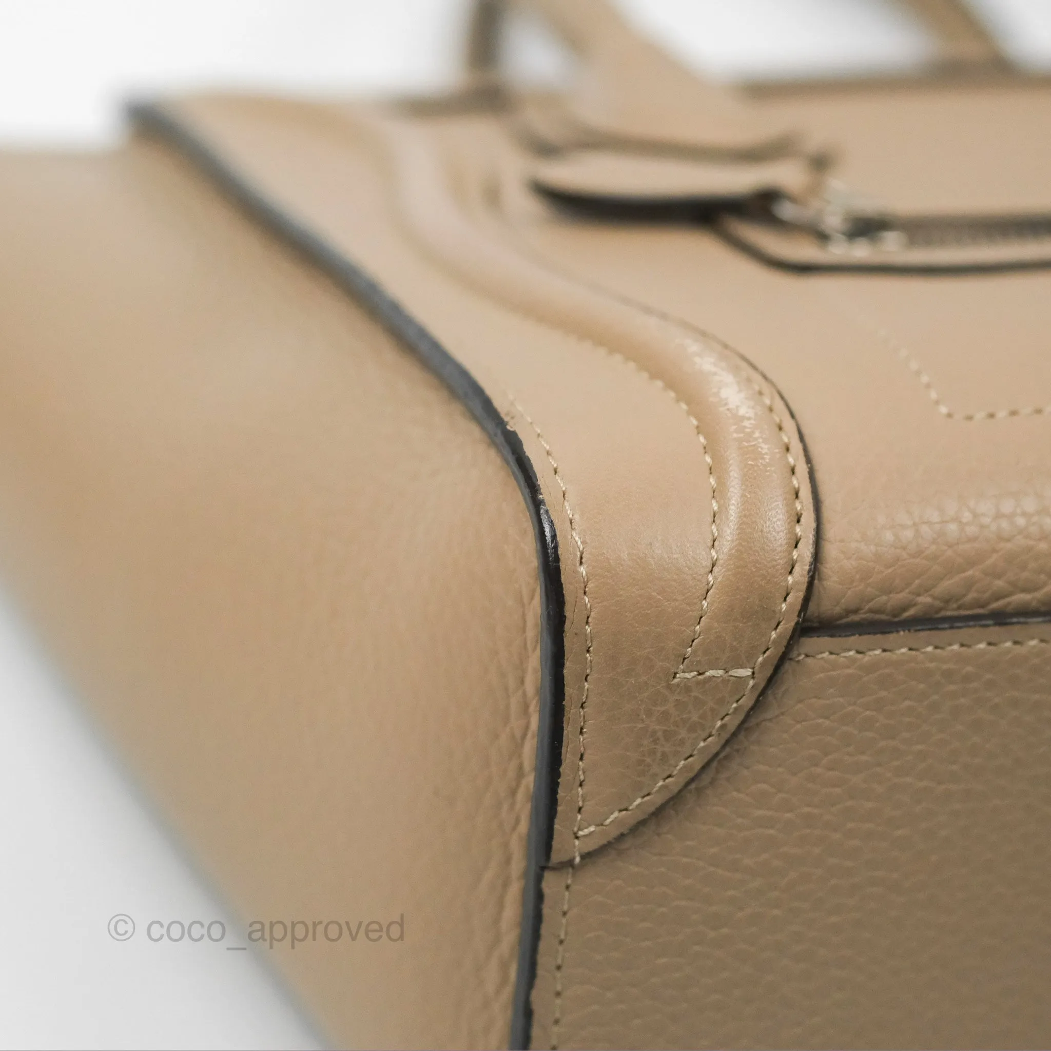Celine Nano Luggage Bag Dune Drummed Calfskin