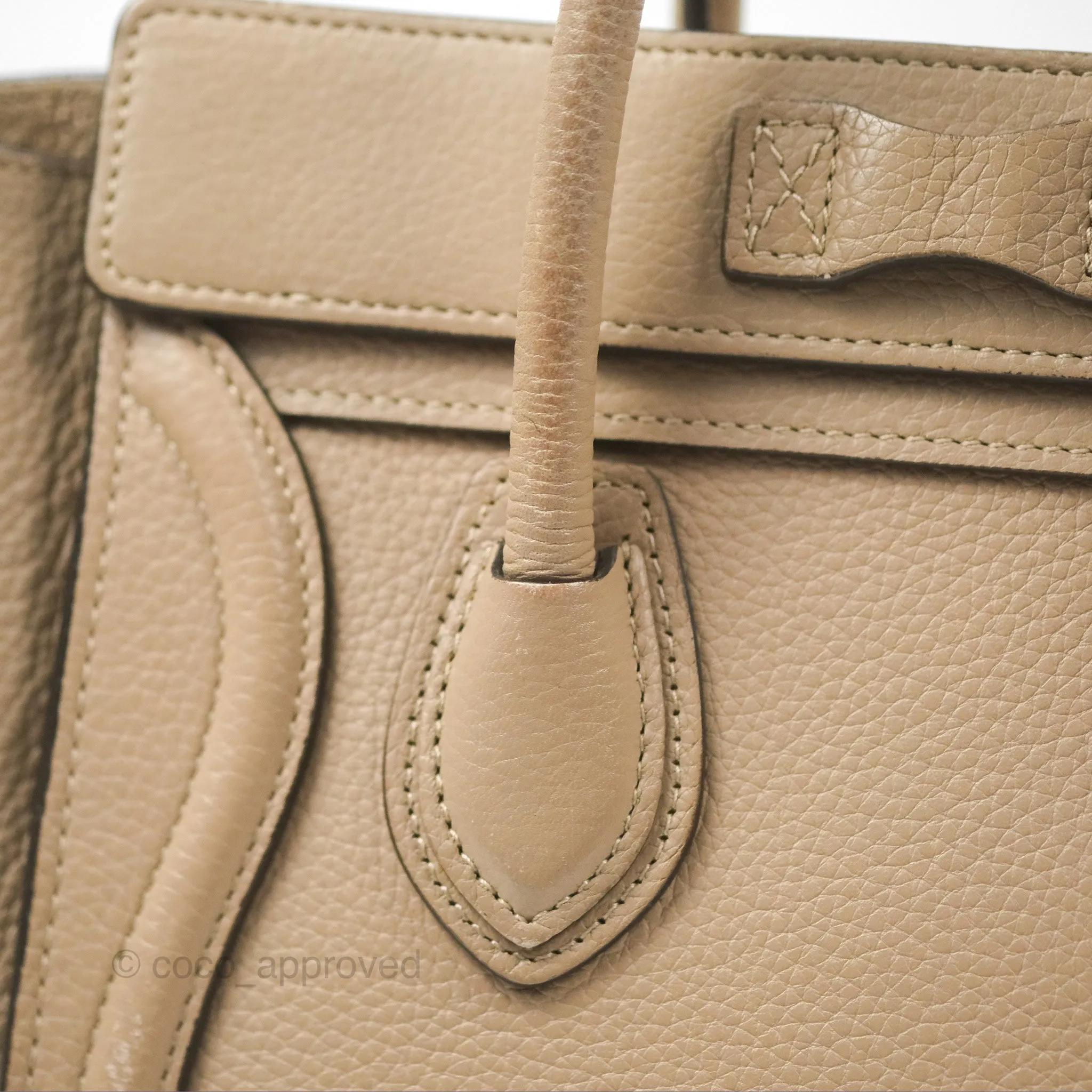 Celine Nano Luggage Bag Dune Drummed Calfskin