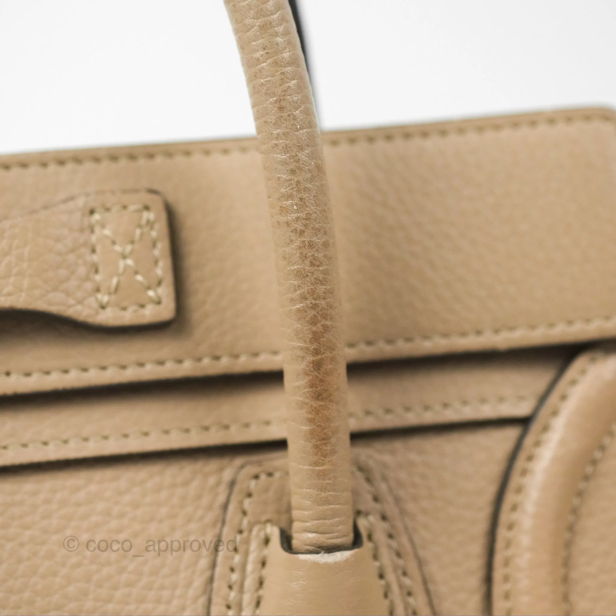 Celine Nano Luggage Bag Dune Drummed Calfskin