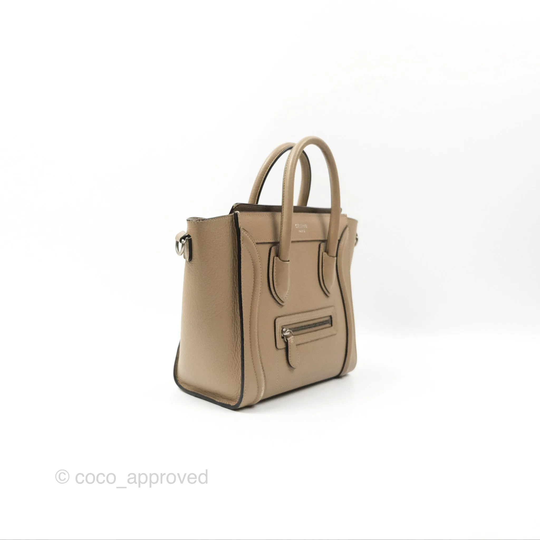 Celine Nano Luggage Bag Dune Drummed Calfskin