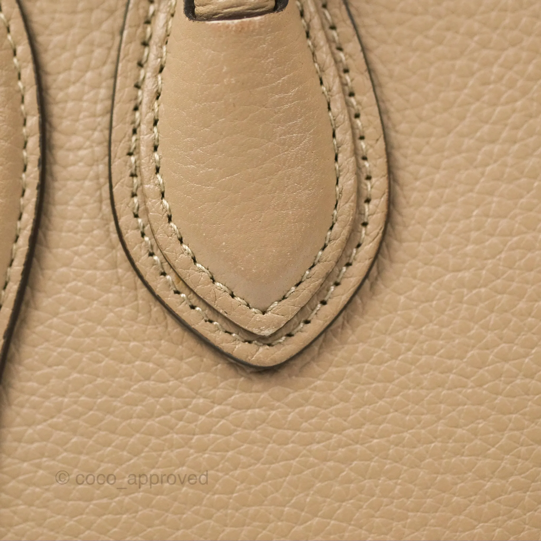 Celine Nano Luggage Bag Dune Drummed Calfskin