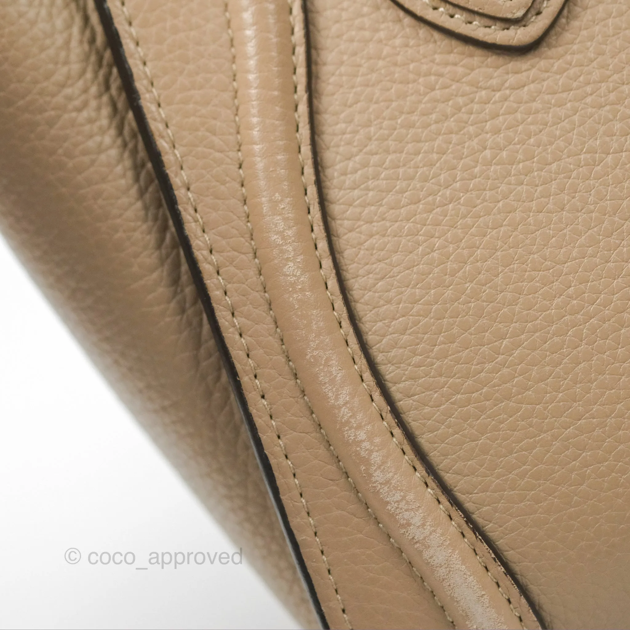 Celine Nano Luggage Bag Dune Drummed Calfskin