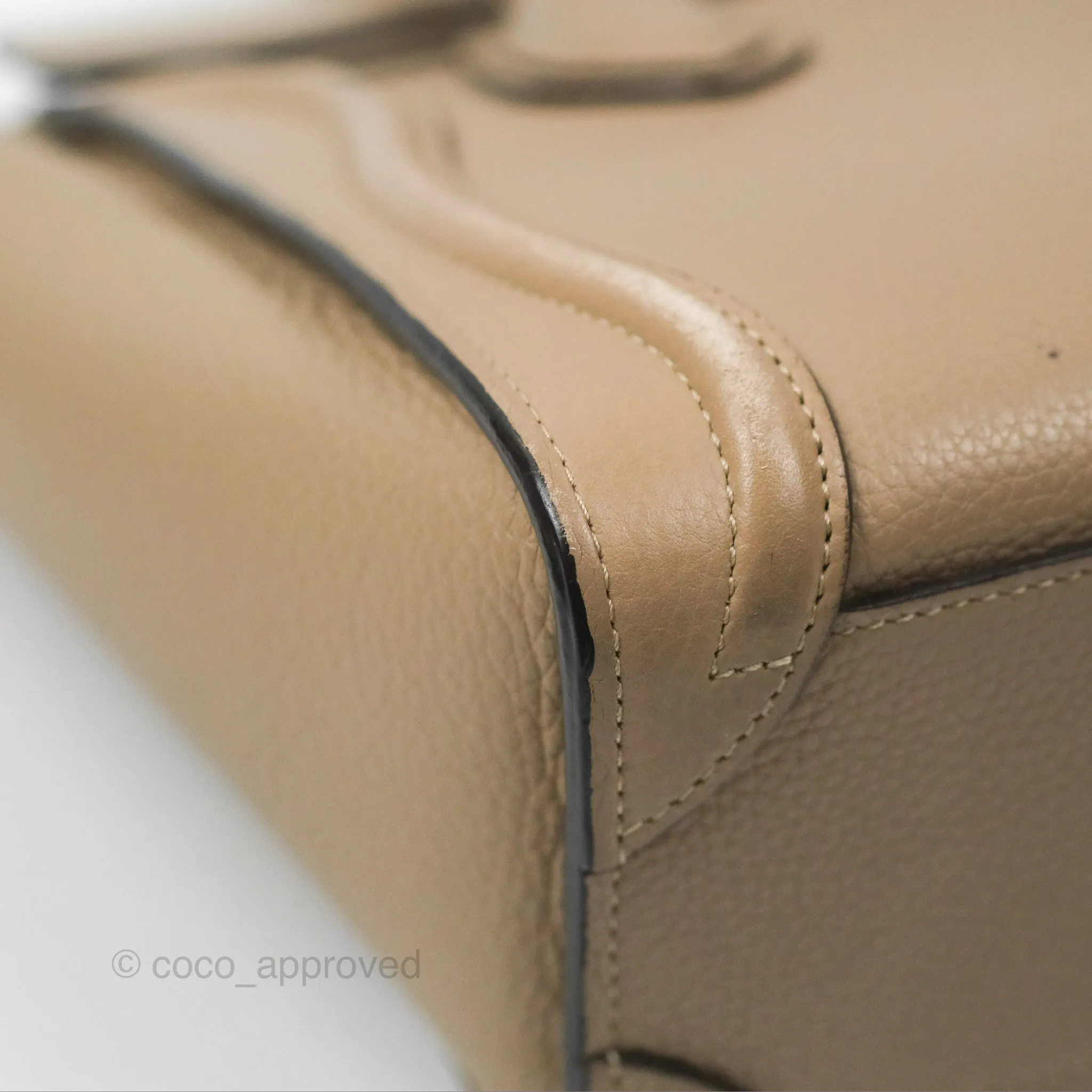 Celine Nano Luggage Bag Dune Drummed Calfskin