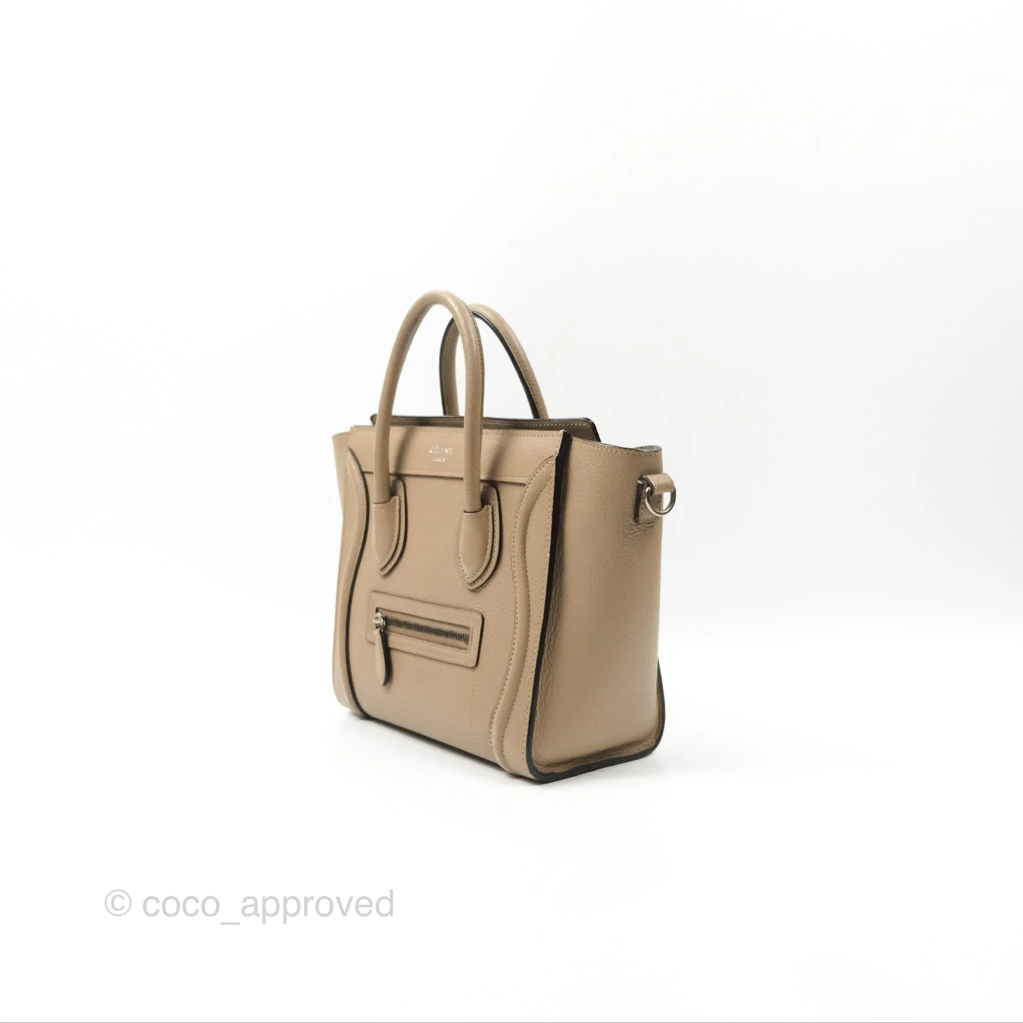 Celine Nano Luggage Bag Dune Drummed Calfskin