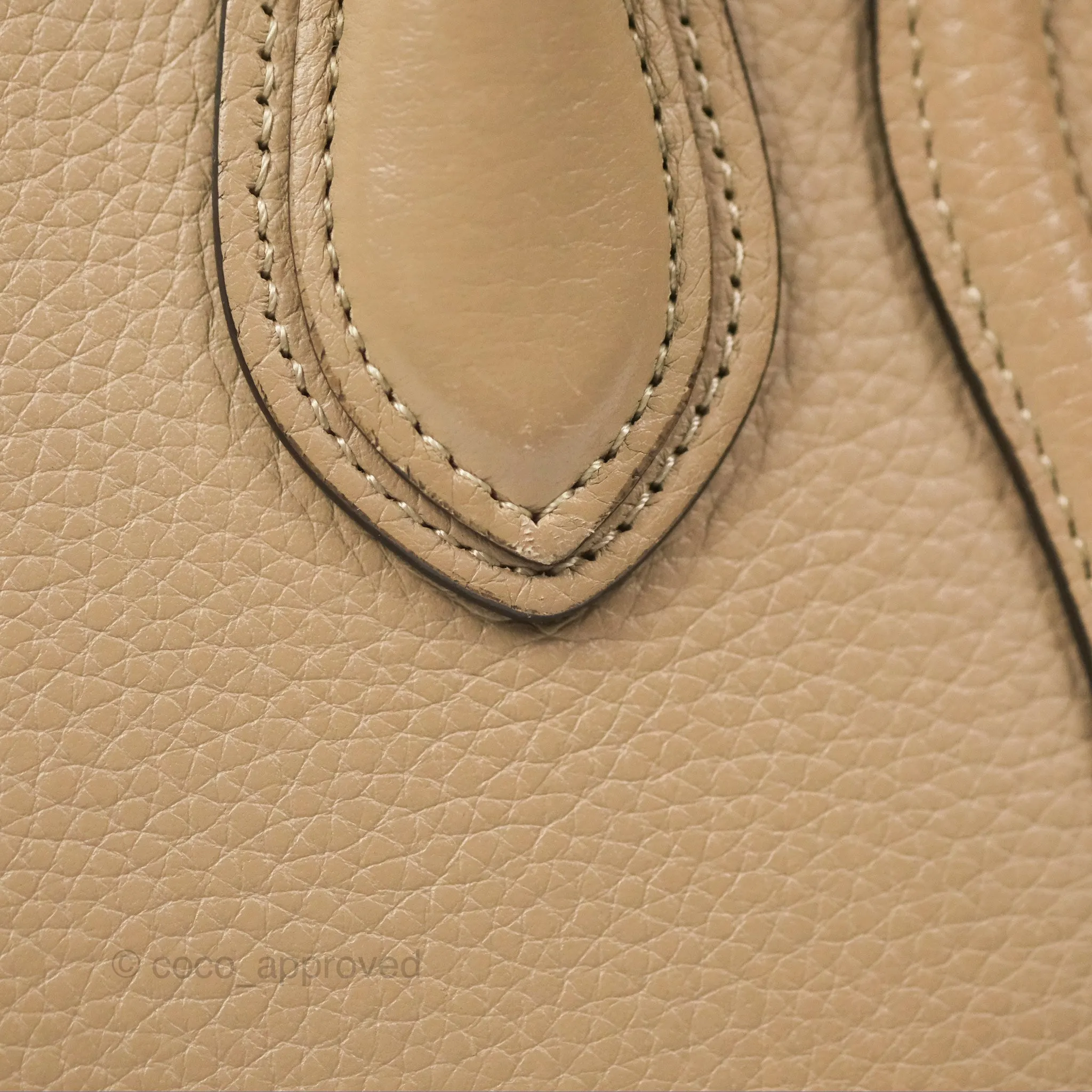 Celine Nano Luggage Bag Dune Drummed Calfskin