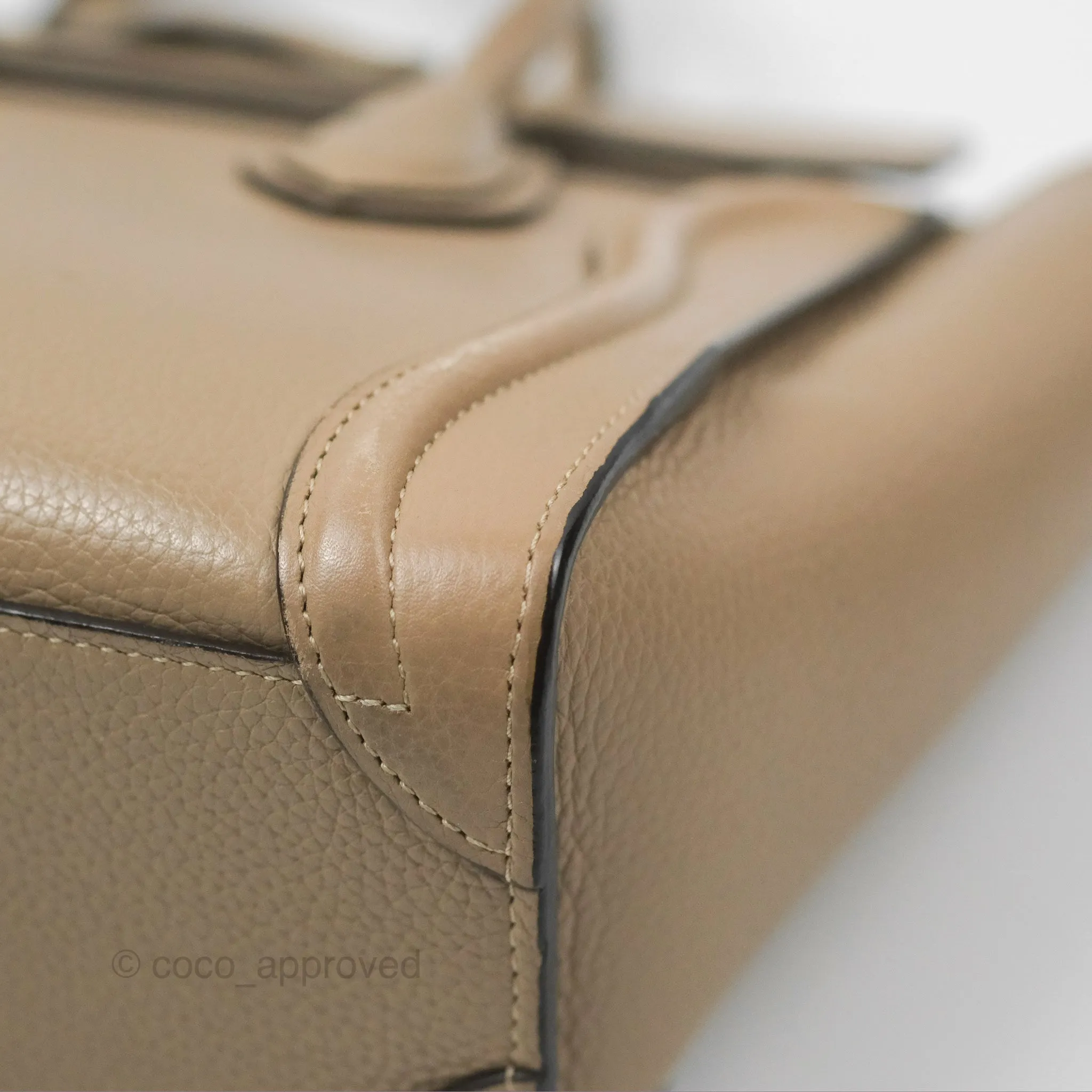 Celine Nano Luggage Bag Dune Drummed Calfskin