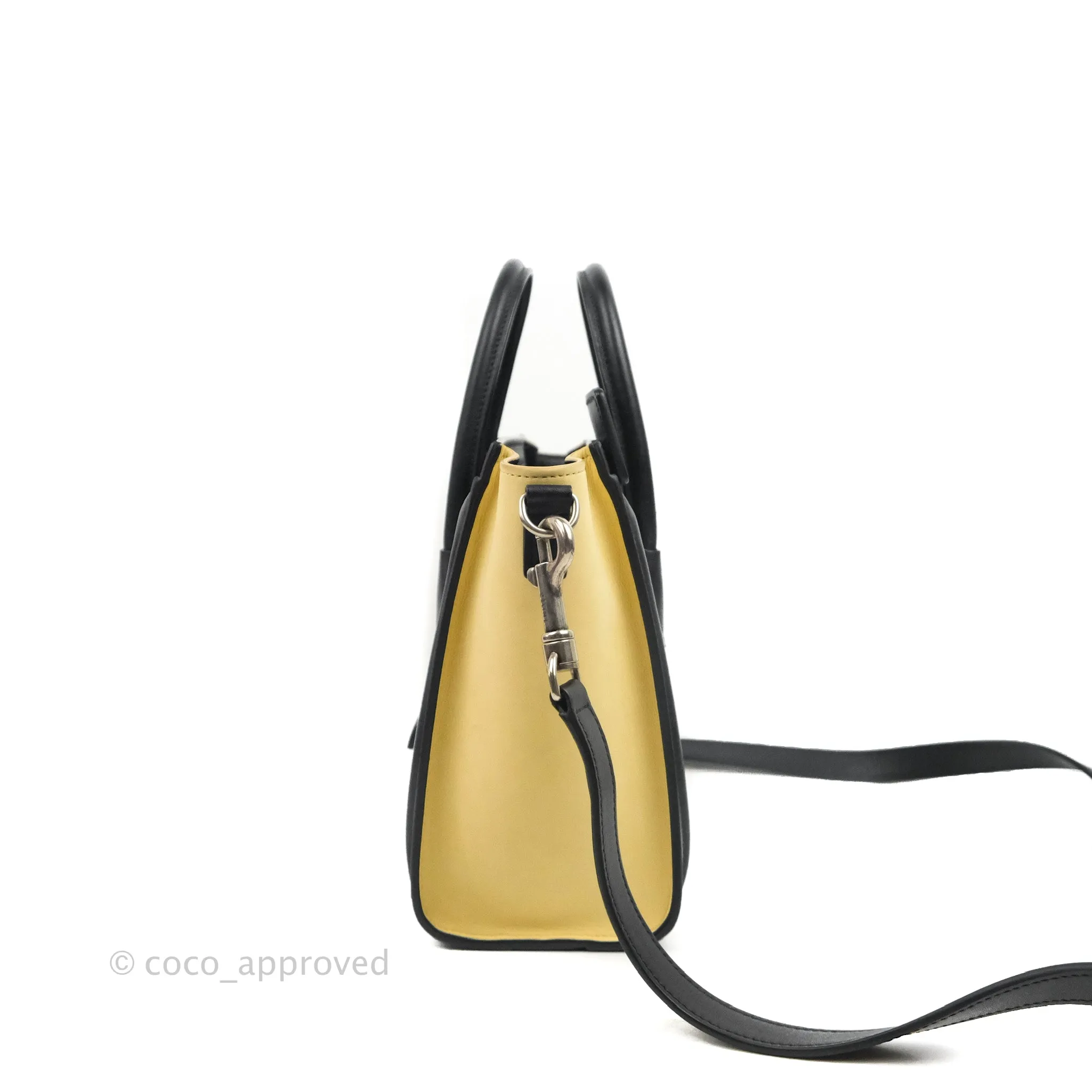 Celine Nano Luggage Bag Tricolour Light Beige/White/Black Grained Calfskin