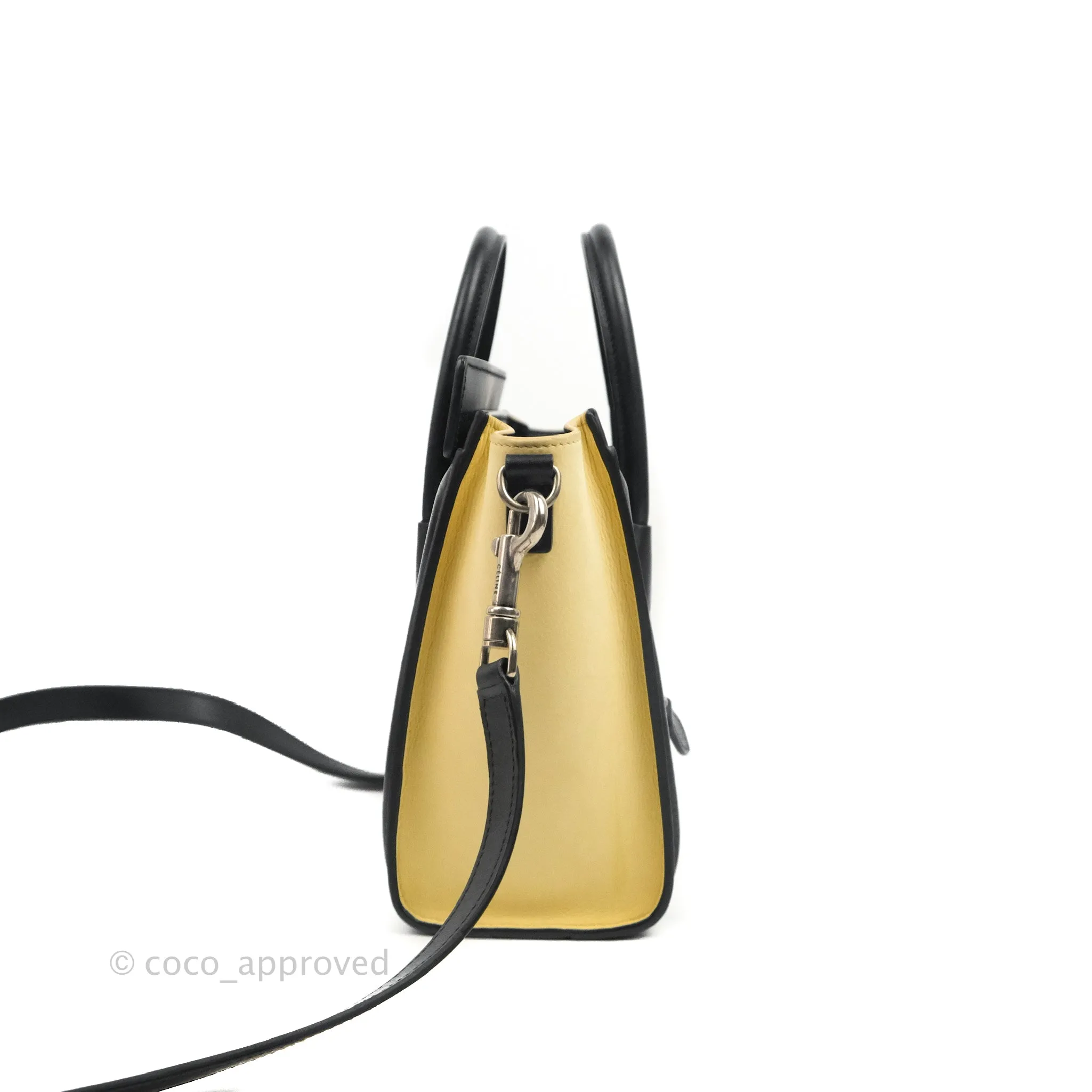 Celine Nano Luggage Bag Tricolour Light Beige/White/Black Grained Calfskin