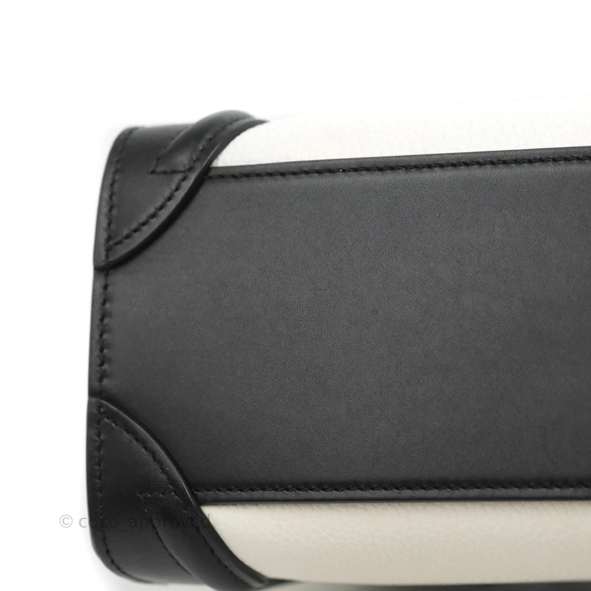 Celine Nano Luggage Bag Tricolour Light Beige/White/Black Grained Calfskin