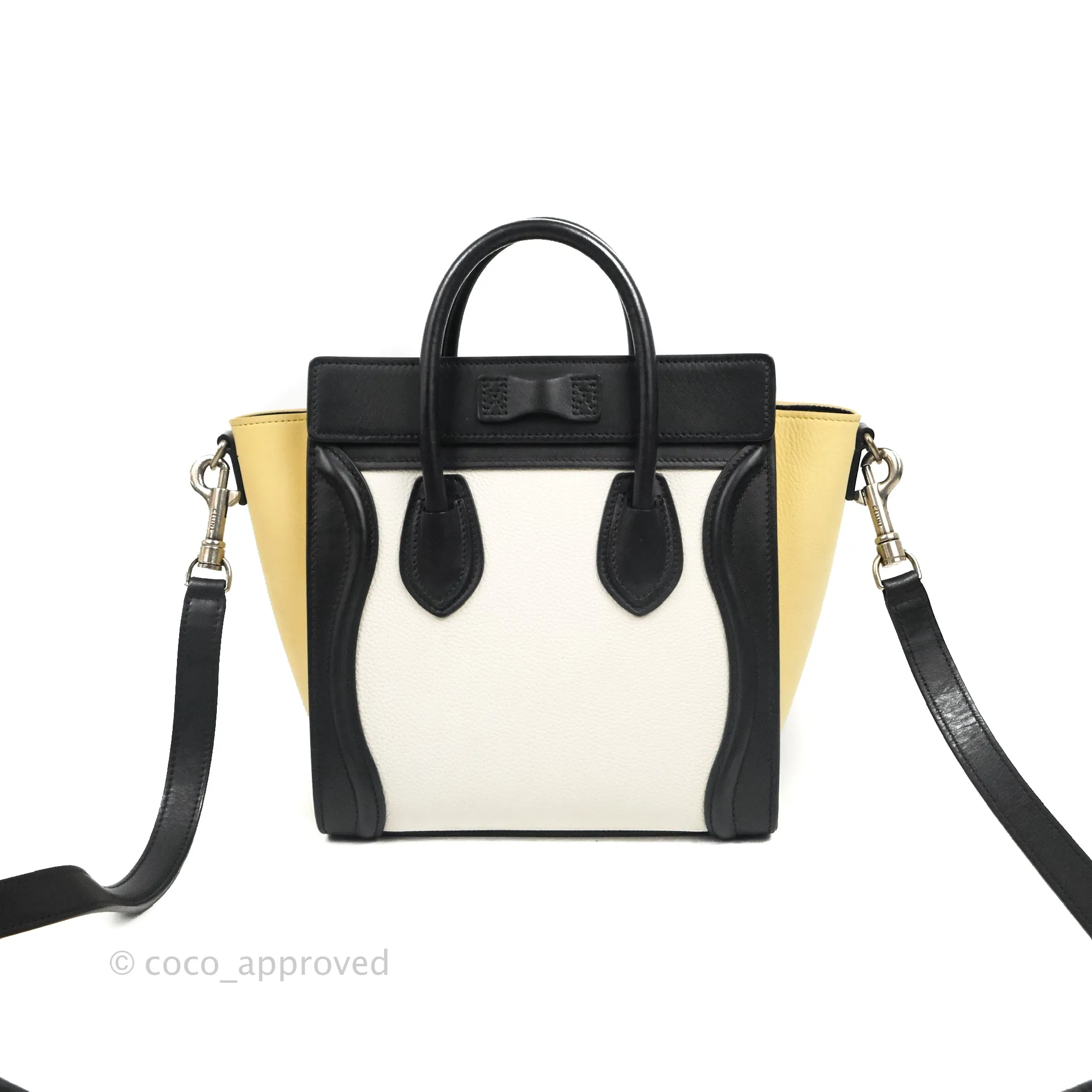 Celine Nano Luggage Bag Tricolour Light Beige/White/Black Grained Calfskin