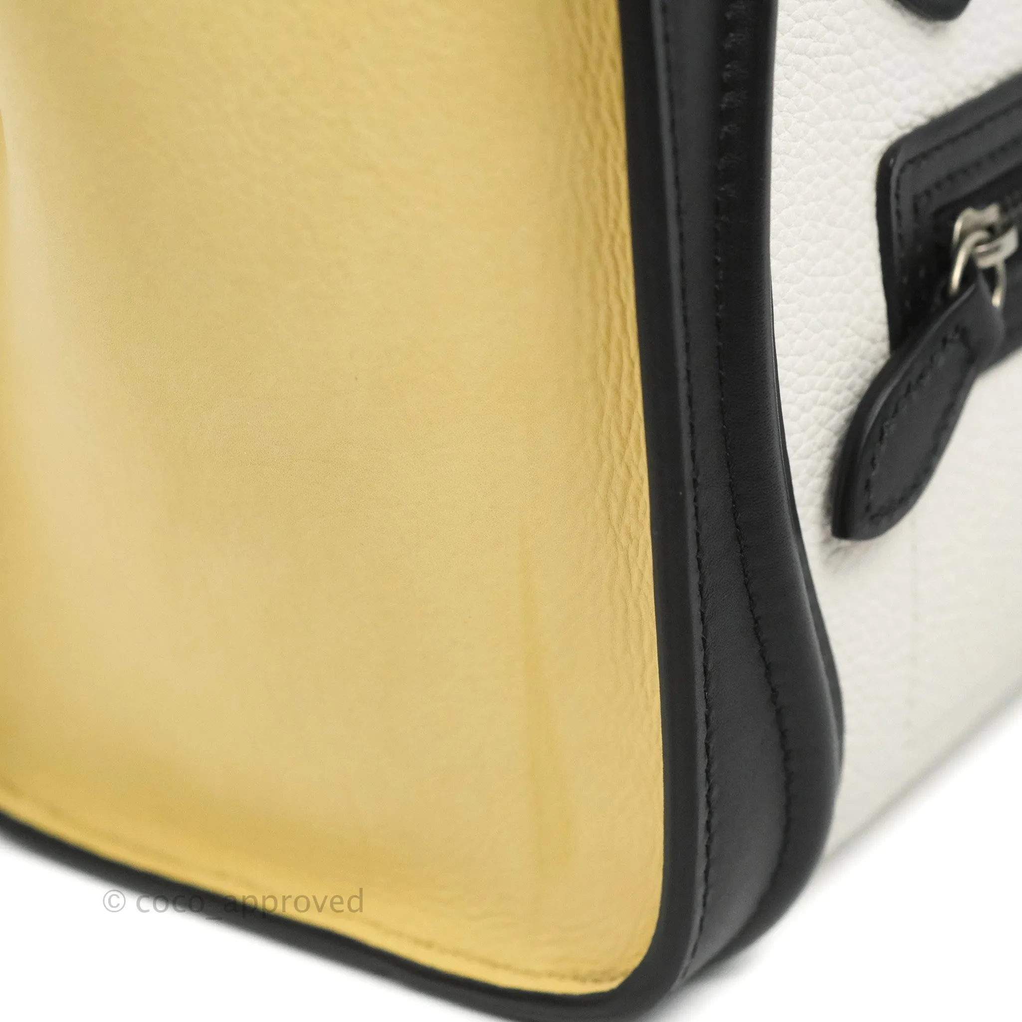 Celine Nano Luggage Bag Tricolour Light Beige/White/Black Grained Calfskin