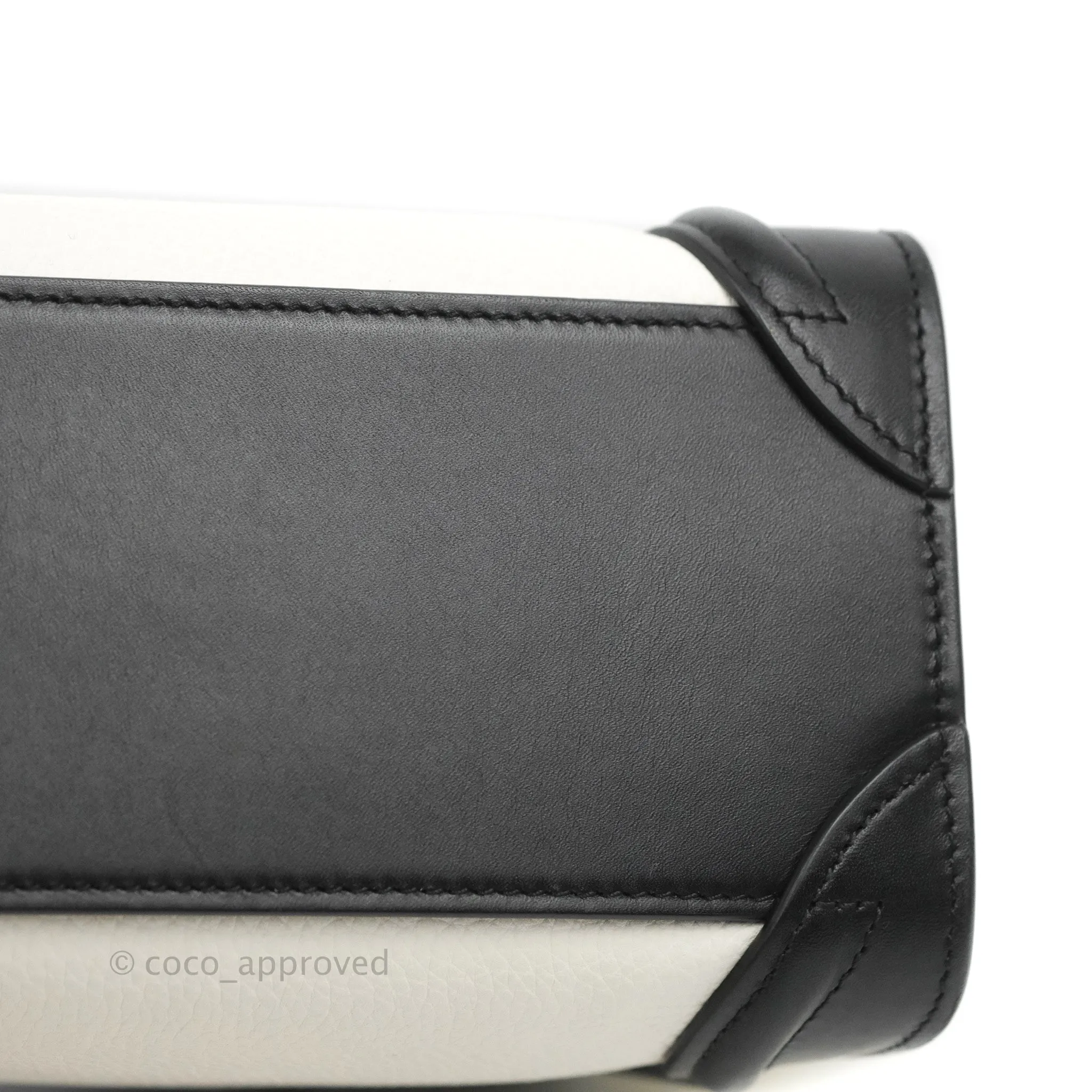 Celine Nano Luggage Bag Tricolour Light Beige/White/Black Grained Calfskin
