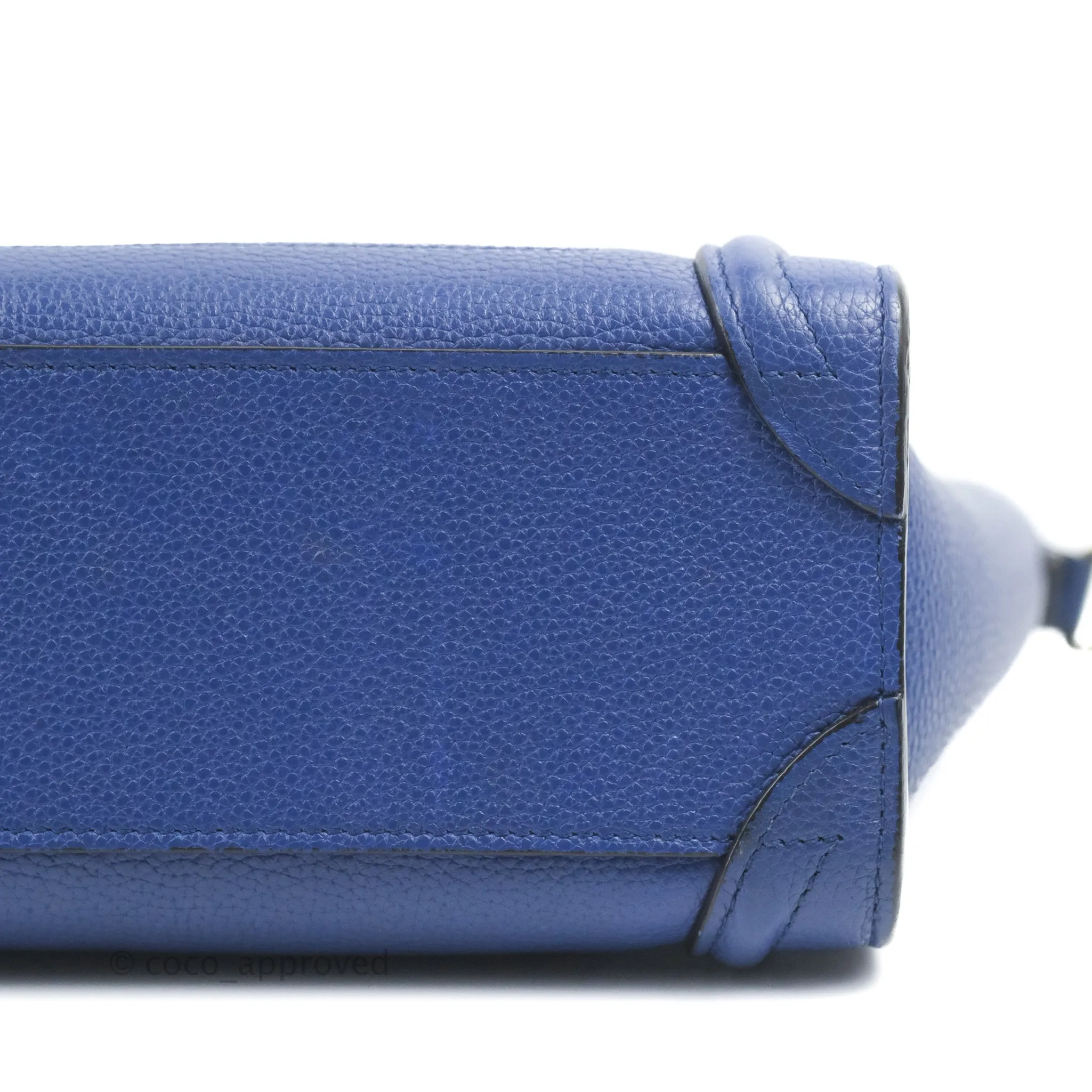 Celine Nano Luggage Dark Blue Drummed Calfskin Gold Hardware
