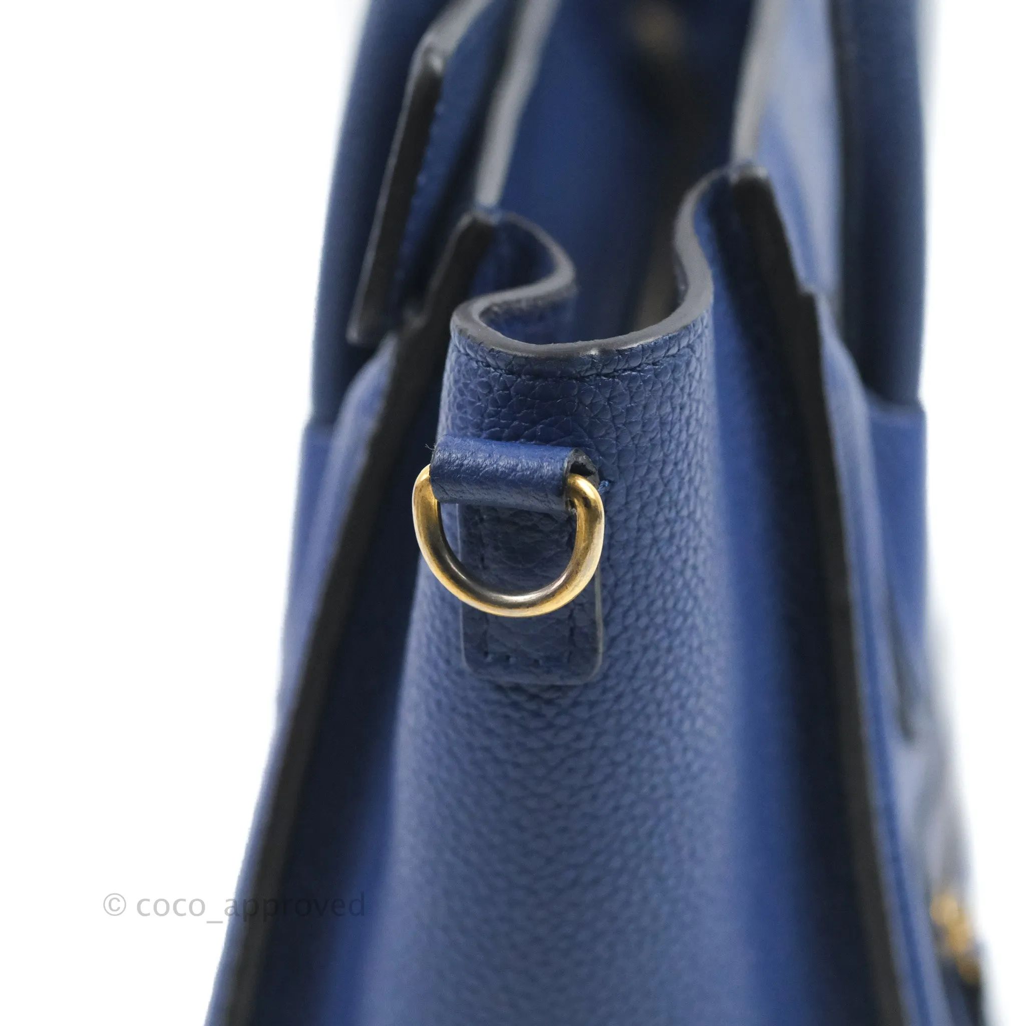 Celine Nano Luggage Dark Blue Drummed Calfskin Gold Hardware